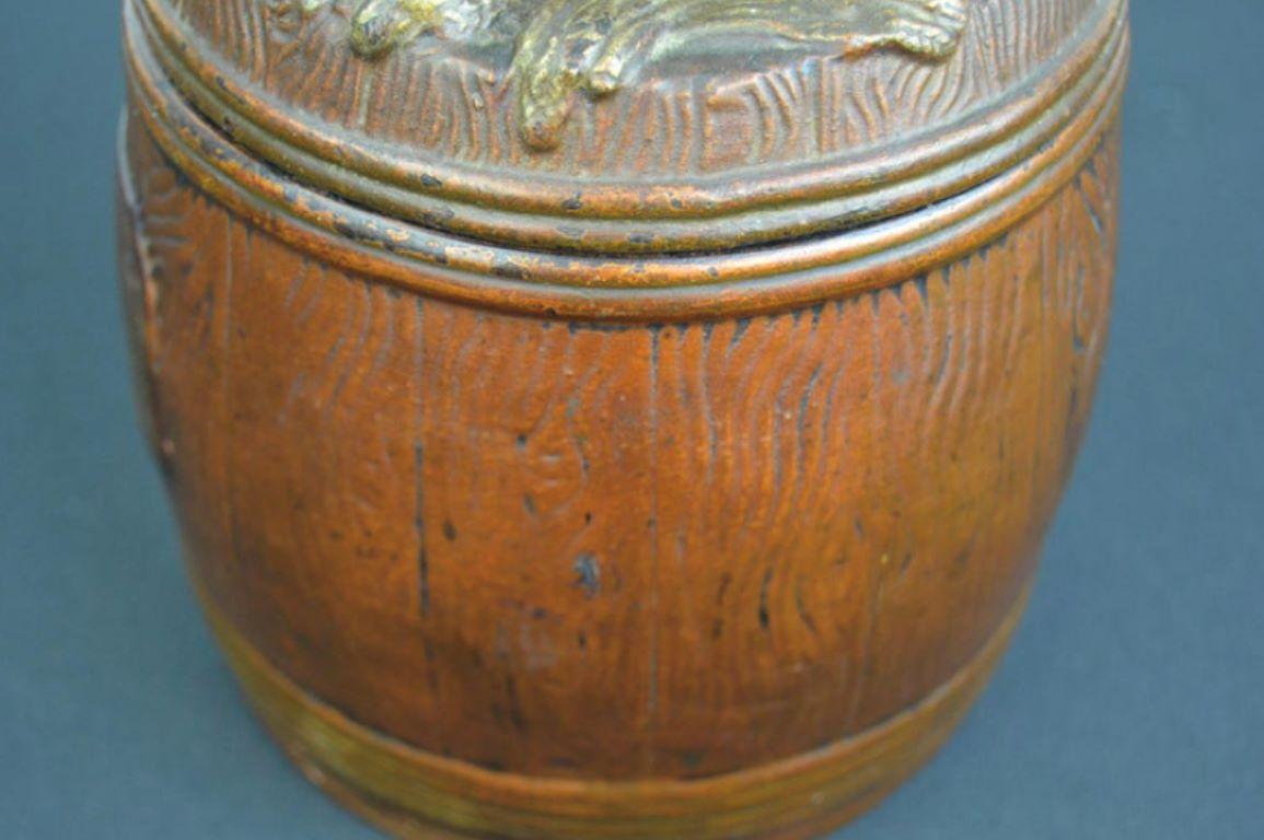 Terracotta Cat Tobacco Jar Barrel Humidor For Sale 2