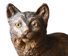Terracotta Cat With Glass Eyes, In The Style Of Goldscheider, Circa 1900