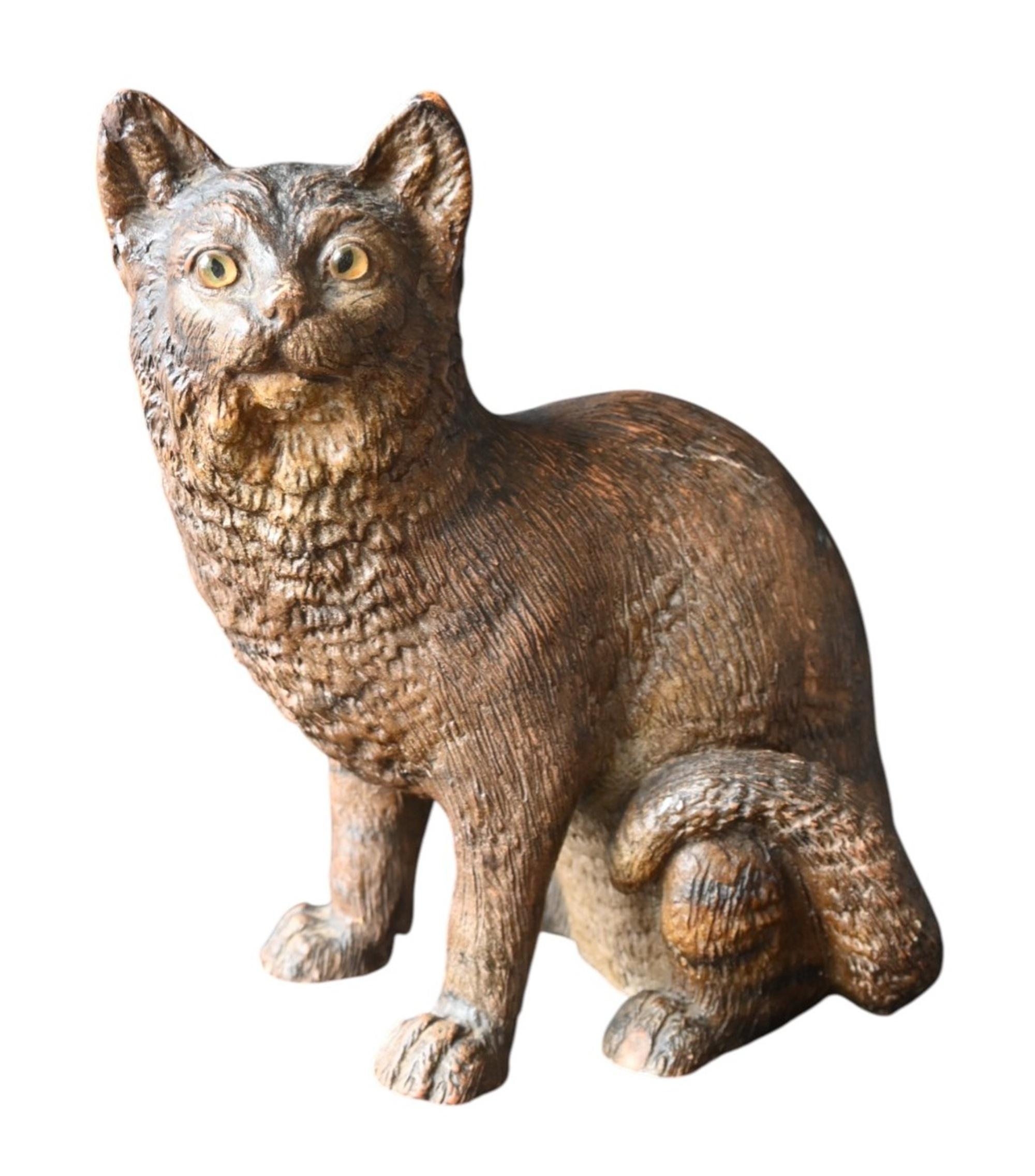 Terracotta Gatto in terracotta con occhi di vetro, nello stile di Goldscheider, circa 1900 in vendita