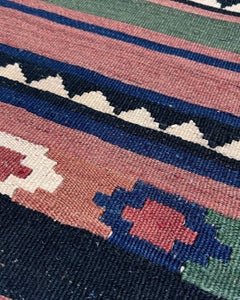 Terracotta Caucasian Kilim • 4×7 • Handwoven Flatweave Rug • 1960s Azerbaijan