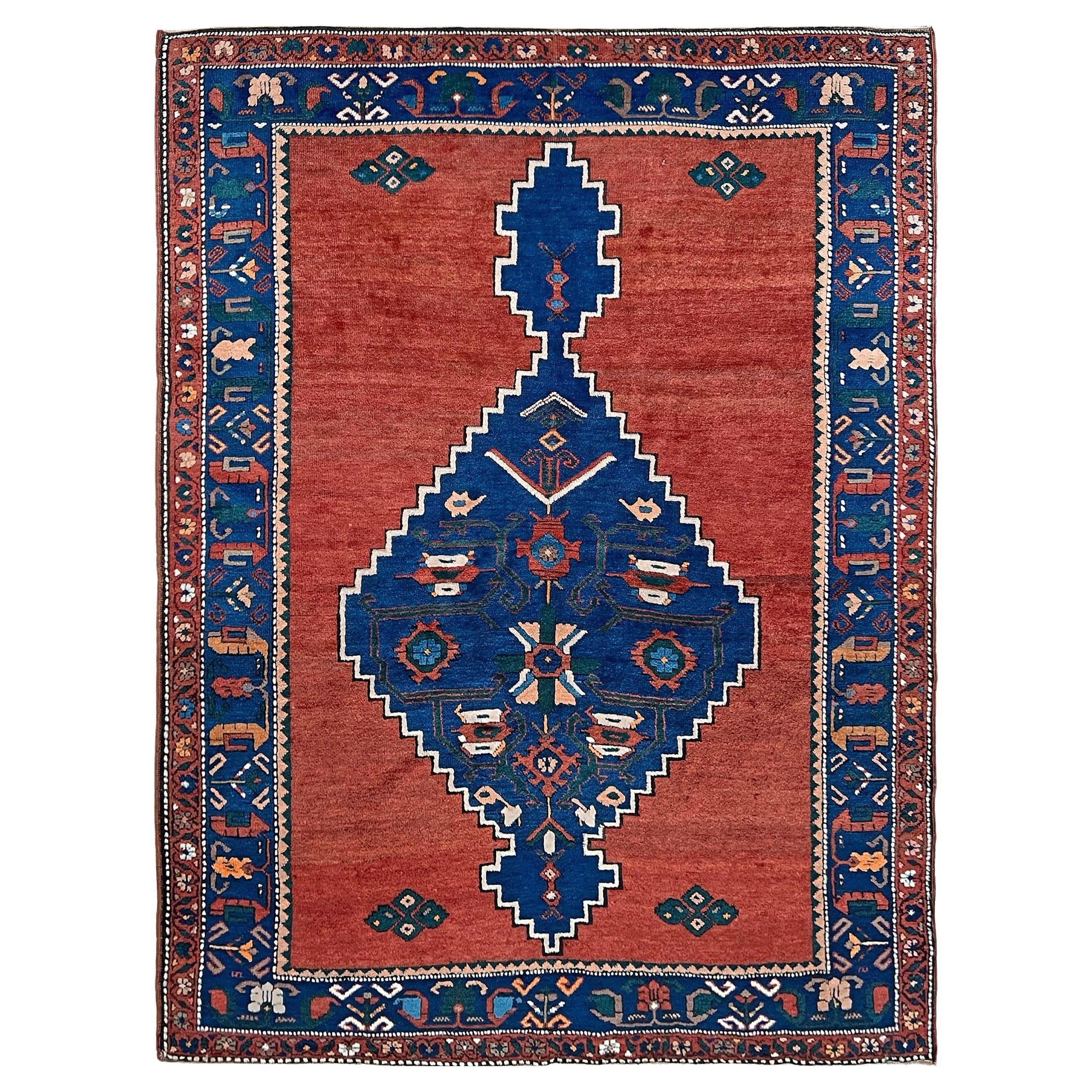 Terrakotta Kaukasisch - • Vintage Wool Tribal Scatter / Akzentteppich - • 5′×7′ - • 1930s