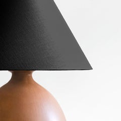 Terracotta Ceramic Table Lamp with Black Linen Shade, Barro Bruñido