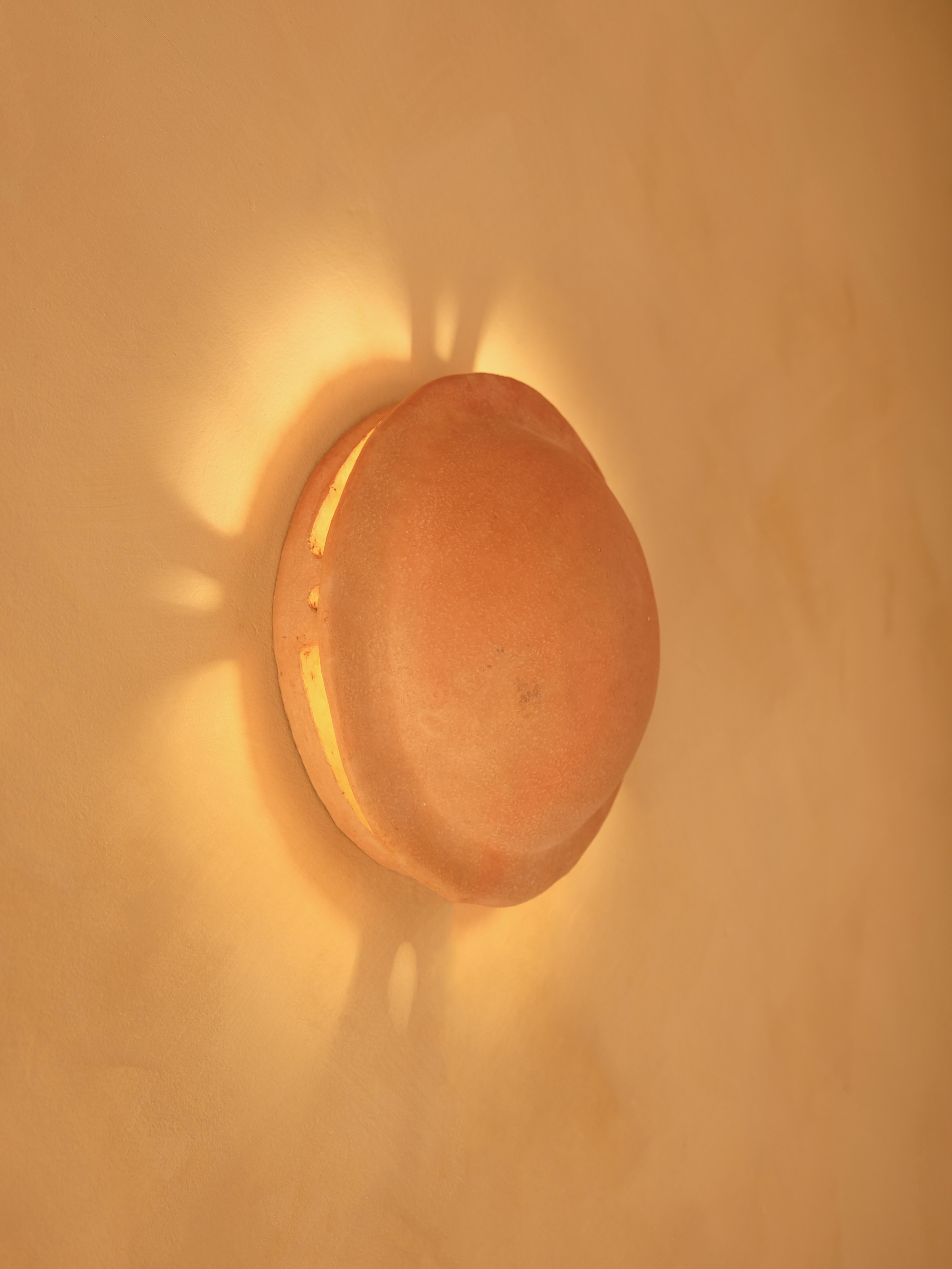 Moroccan Terracotta Ceramic Wall Light Made of Native Clay by memòri studio For Sale