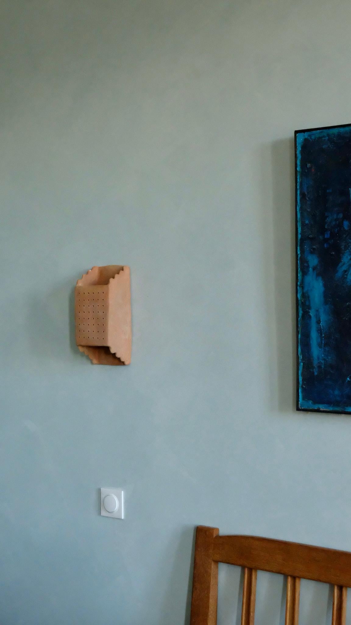 Terracotta contemporary Ceramic Wall Light Made of local Clay handcrafted  For Sale 2