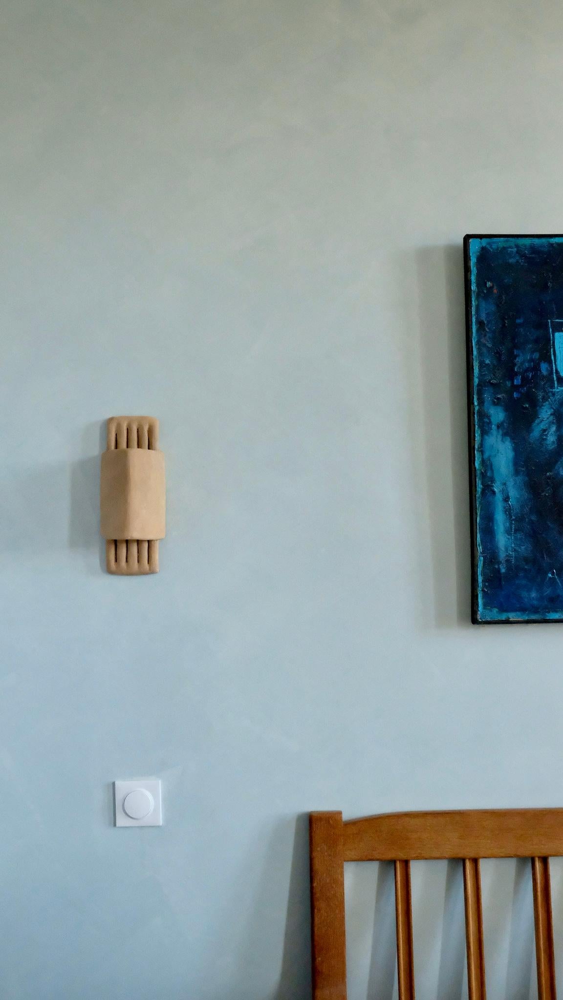 Contemporary Terracotta contemporary Ceramic Wall Light Made of local Clay, handcrafted For Sale