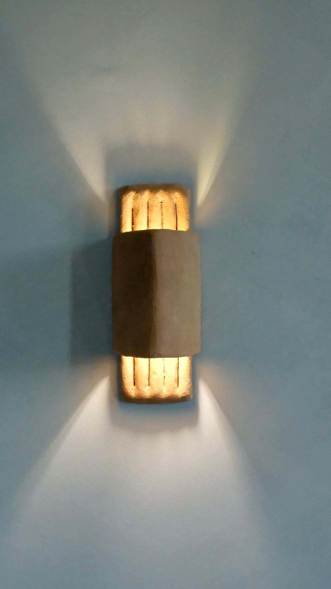 Terracotta contemporary Ceramic Wall Light Made of local Clay, handcrafted For Sale 1