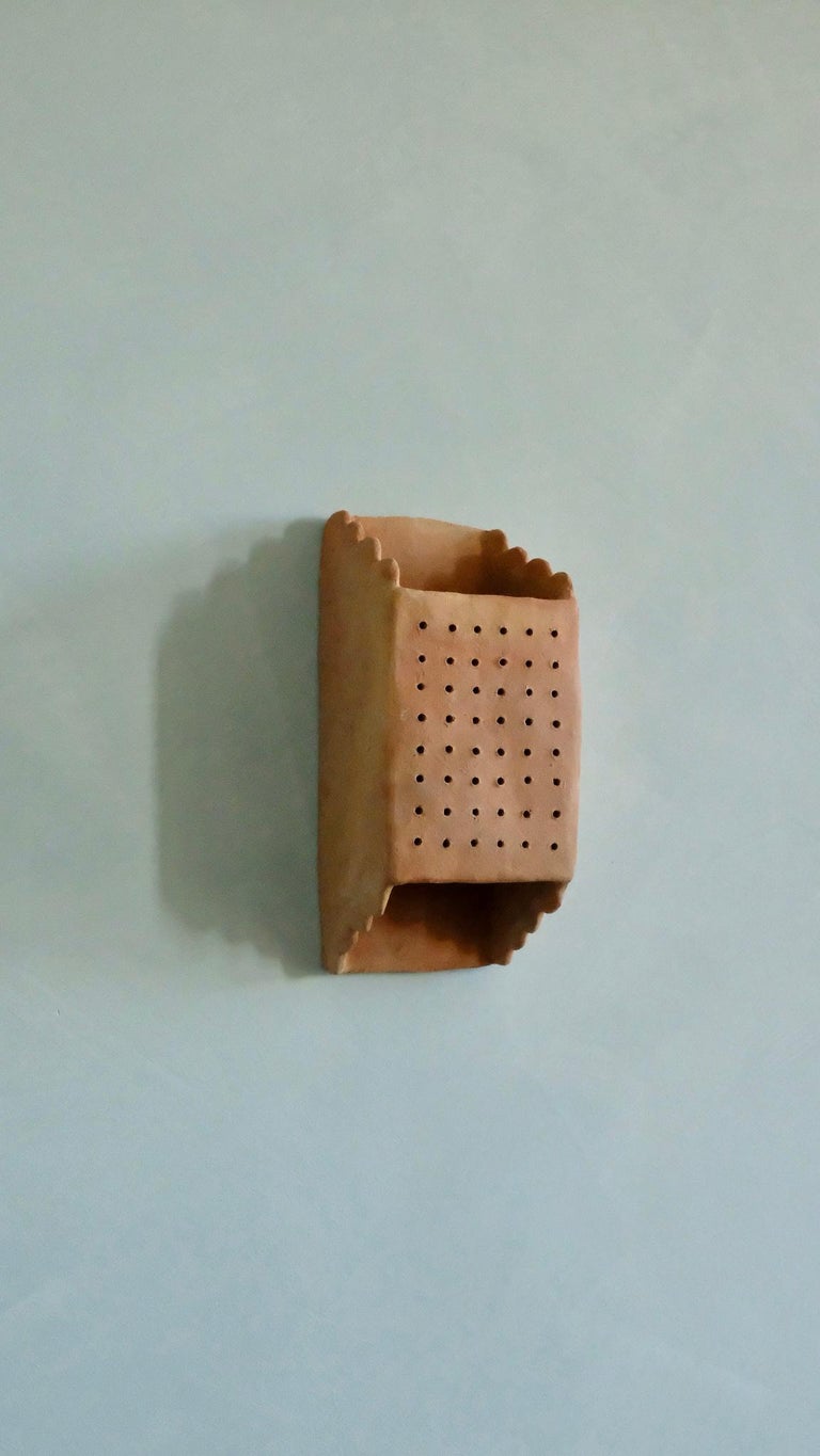 African Terracotta Ceramic Wall Light Made of Native Clay For Sale