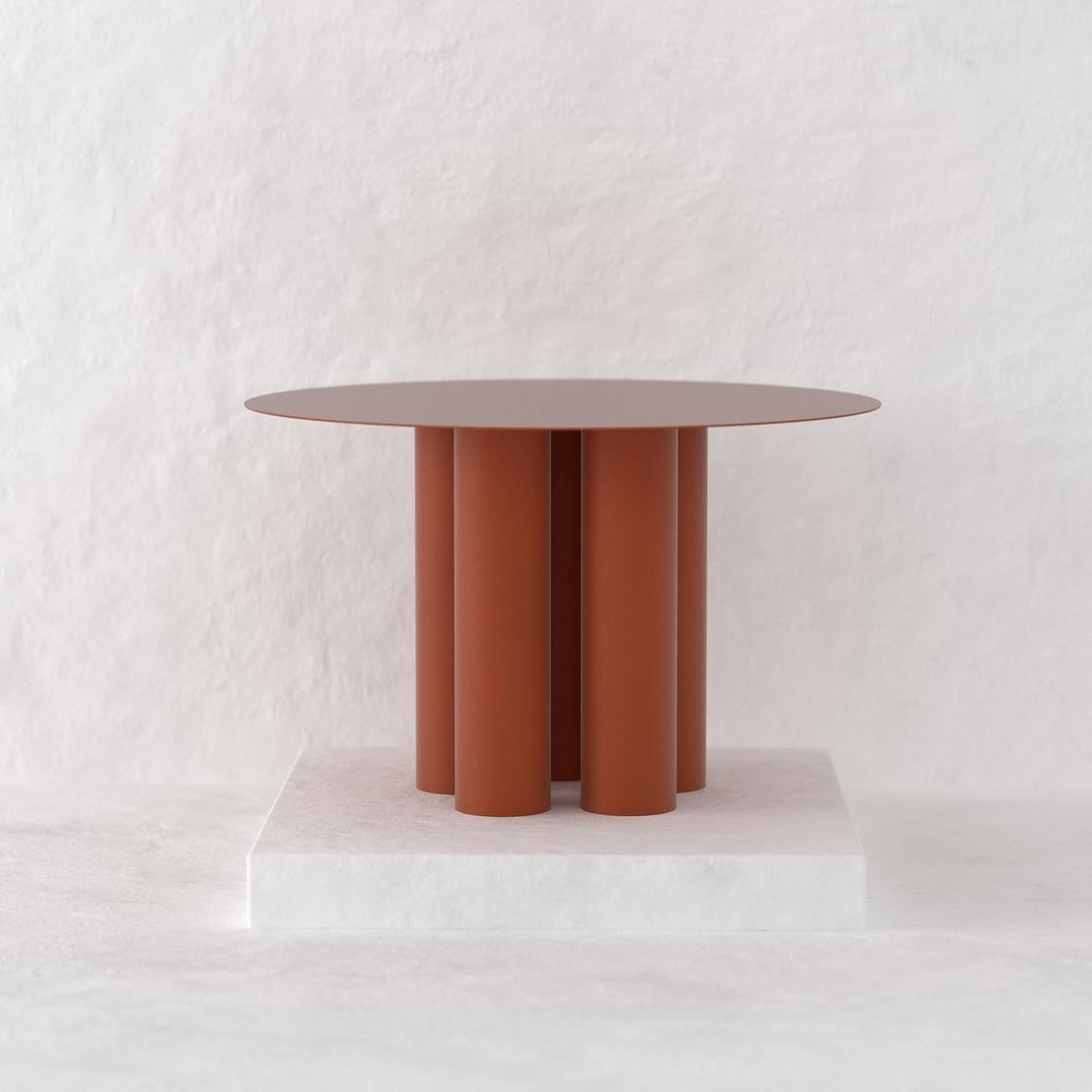 Modern Terracotta Chunky Dining Table For Sale