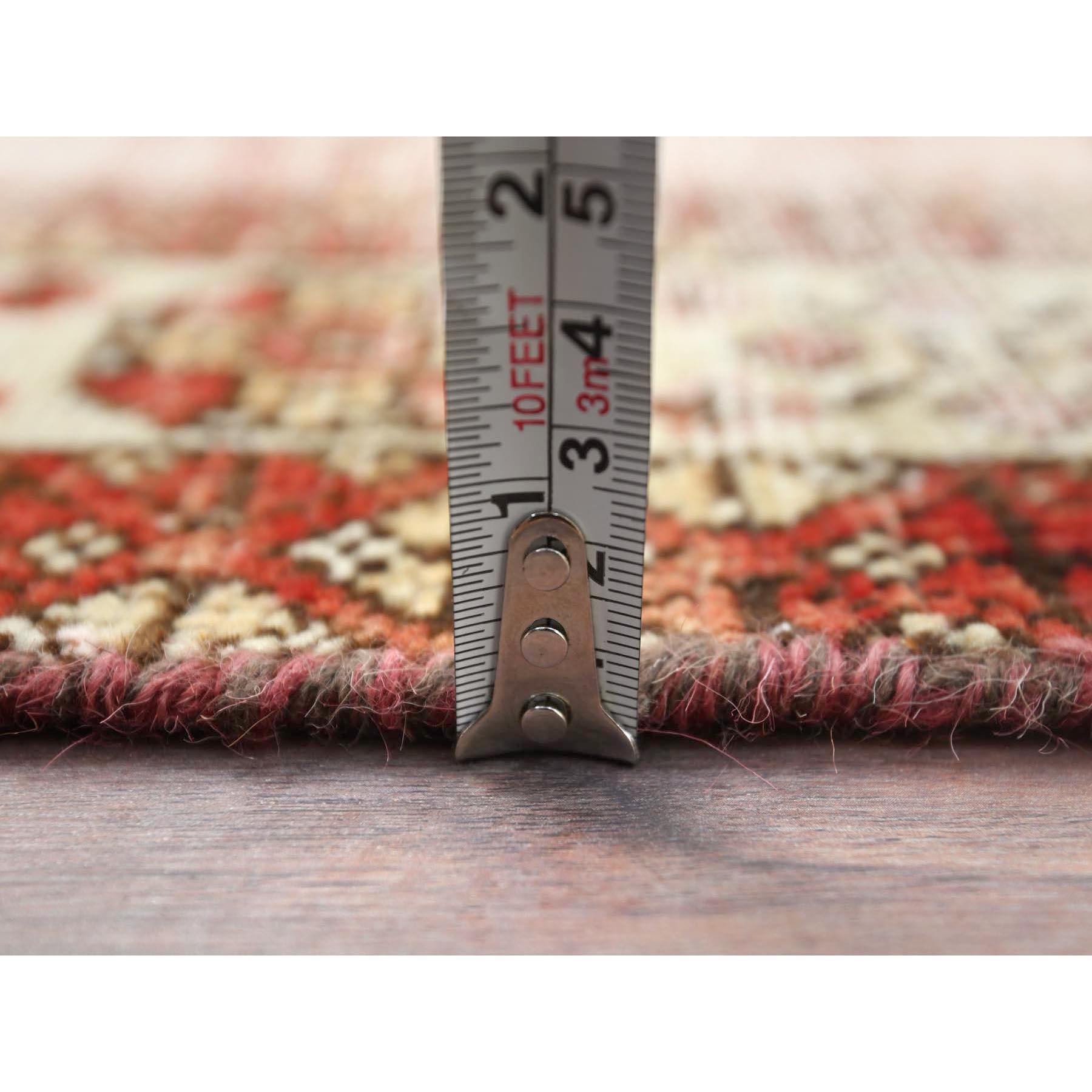 Mid-20th Century Terracotta Colors, Distressed Worn Wool Hand Knotted, Vintage Persian Shiraz Rug For Sale
