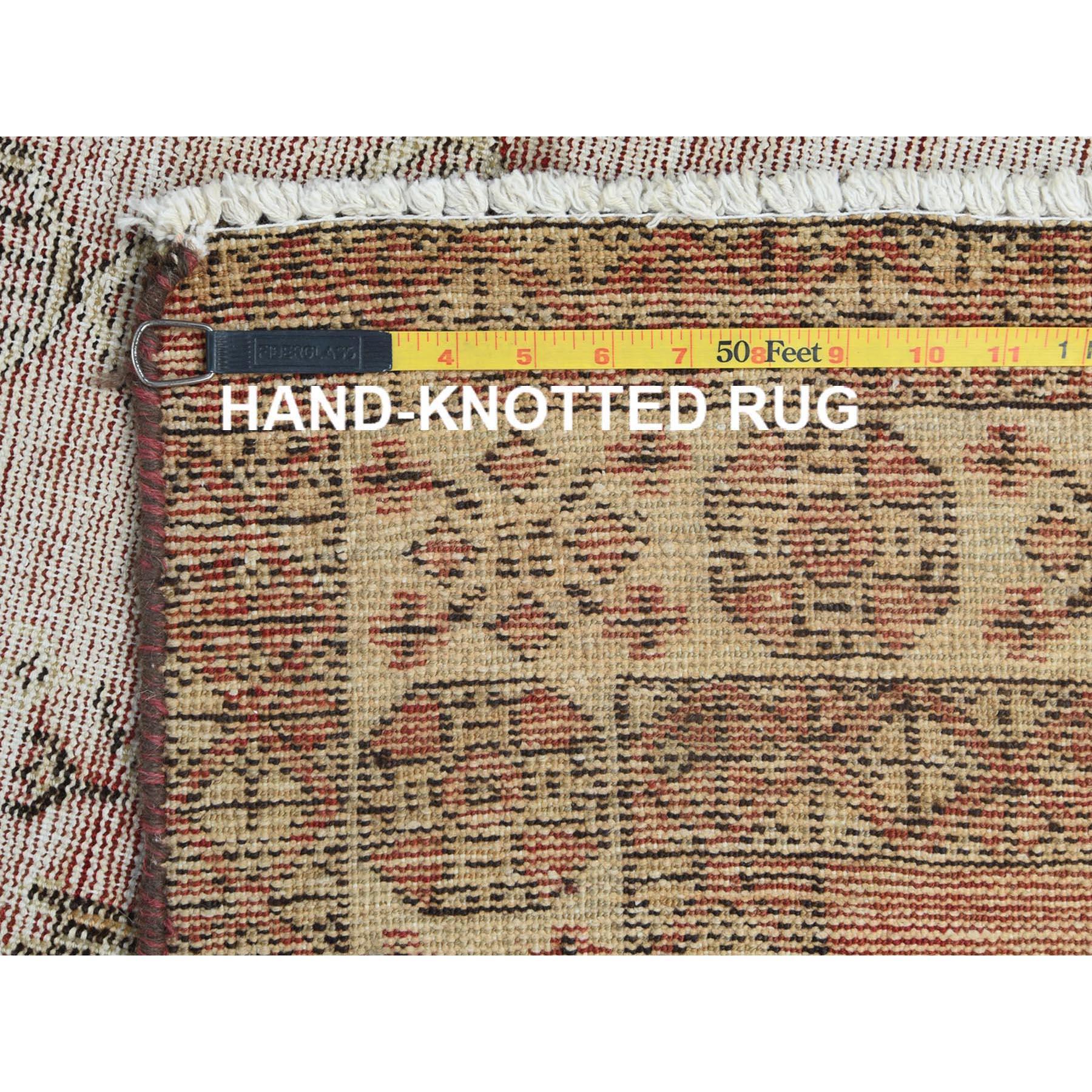 Terracotta Colors, Distressed Worn Wool Hand Knotted, Vintage Persian Shiraz Rug For Sale 1