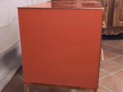 Terracotta Coloured Murano glass Bedside Tables with Brass and Velvet Interior