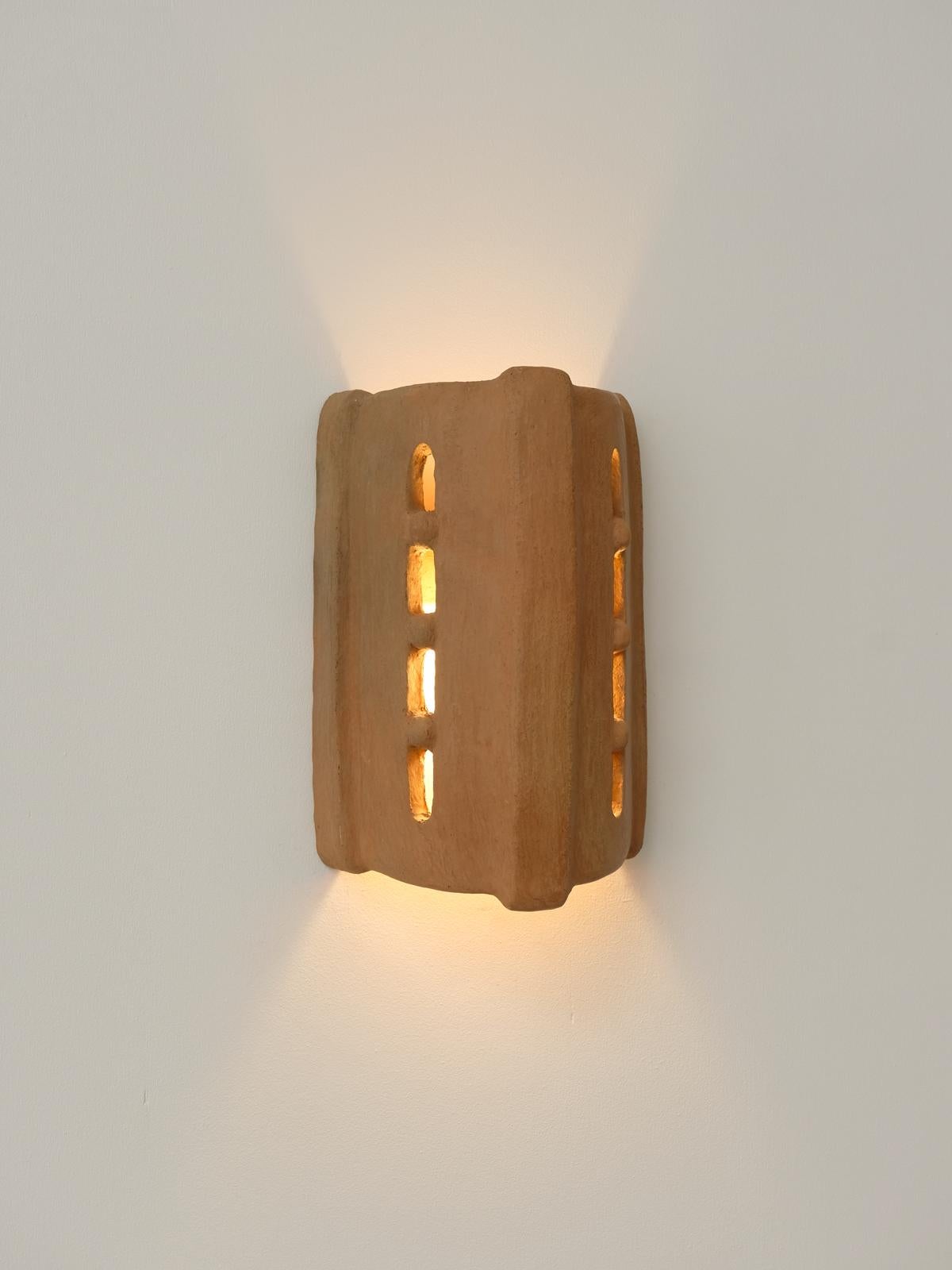 Terracotta contemporary Ceramic Wall Light Made of local Clay by memòri studio For Sale 4