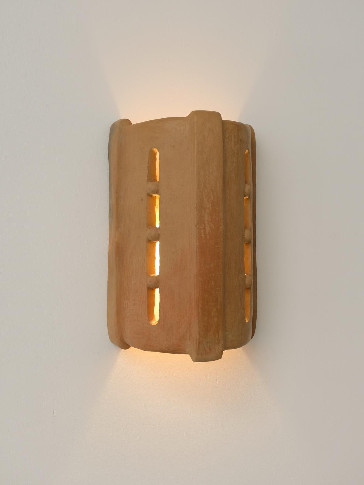 Terracotta contemporary Ceramic Wall Light Made of local Clay by memòri studio For Sale 2