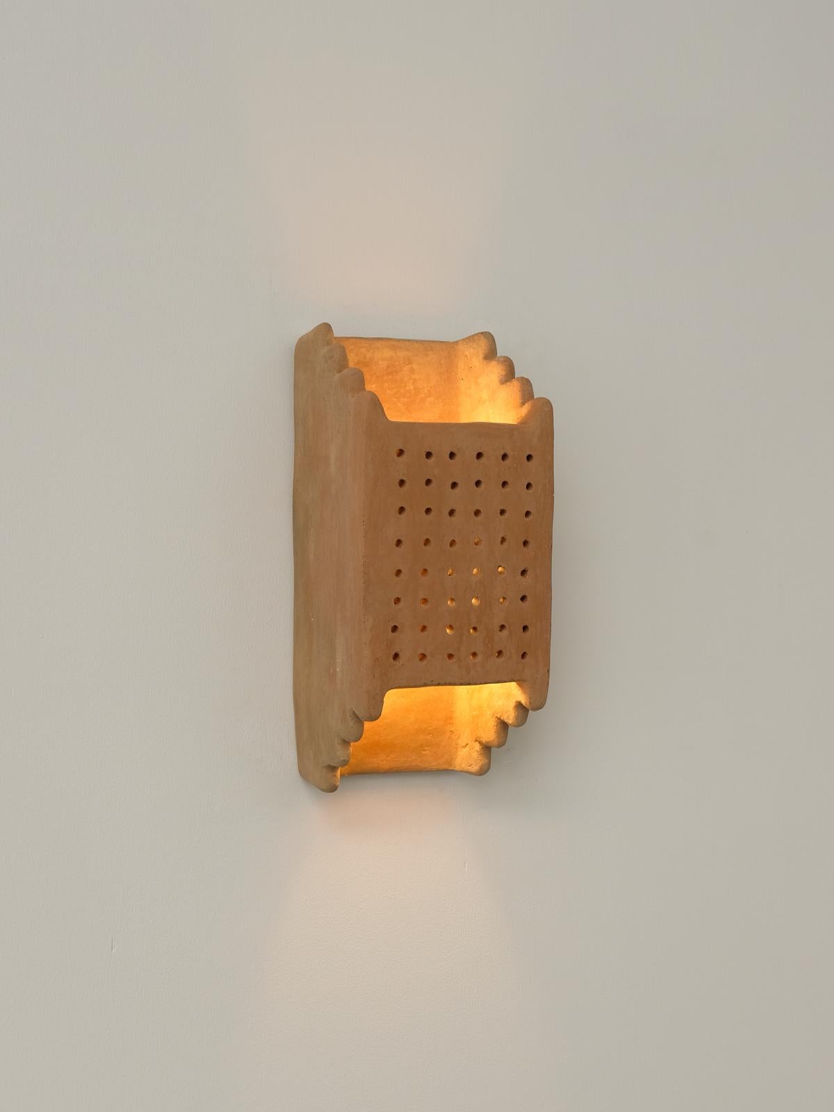 Terracotta contemporary Ceramic Wall Light Made of local Clay handcrafted  For Sale 10
