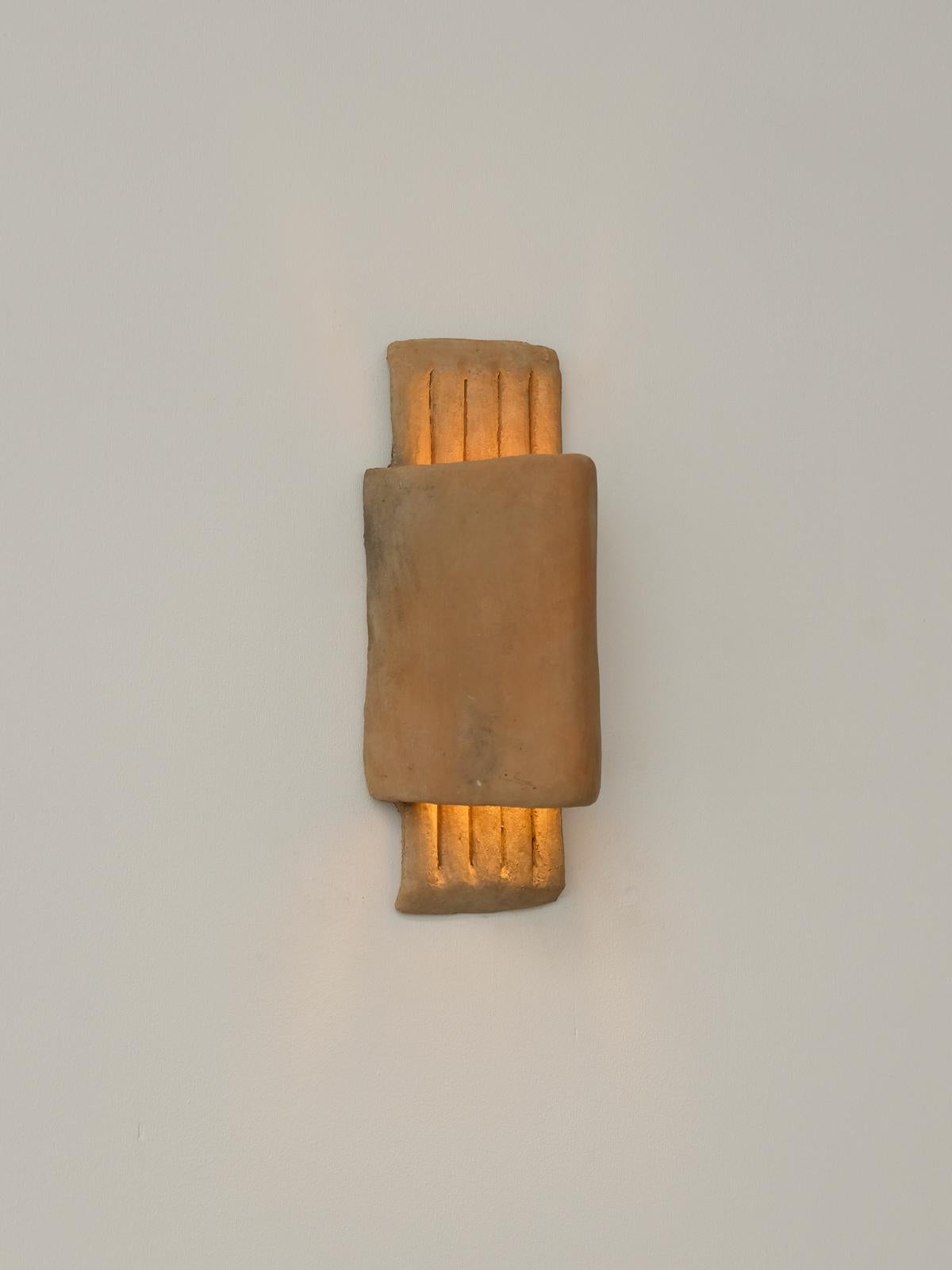 Hand-Crafted Terracotta contemporary Ceramic Wall Light Made of local Clay, handcrafted For Sale