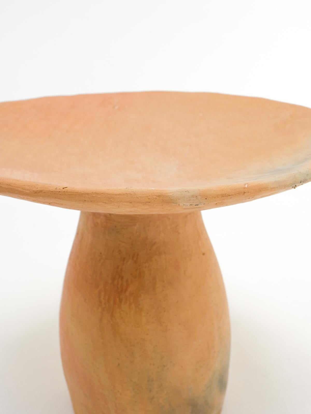 Terracotta contemporary Side Table Made of Clay, Handcrafted by the Potter Houda For Sale 4
