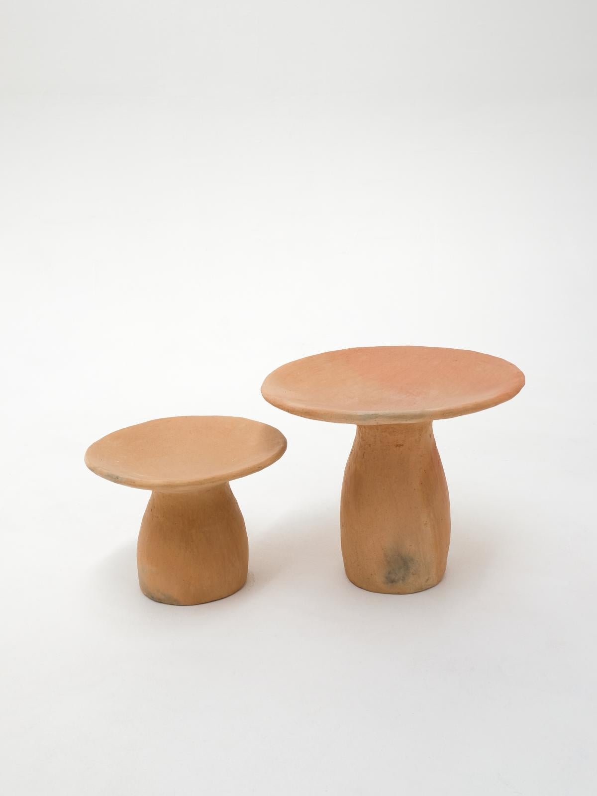 Terracotta contemporary Side Table Made of Clay, Handcrafted by the Potter Houda For Sale 5