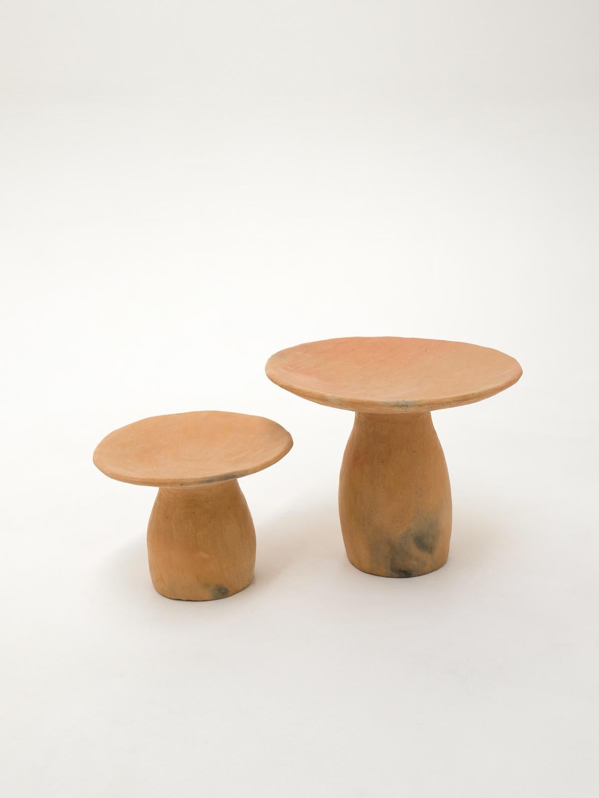 Terracotta contemporary Side Table Made of Clay, Handcrafted by the Potter Houda For Sale 6