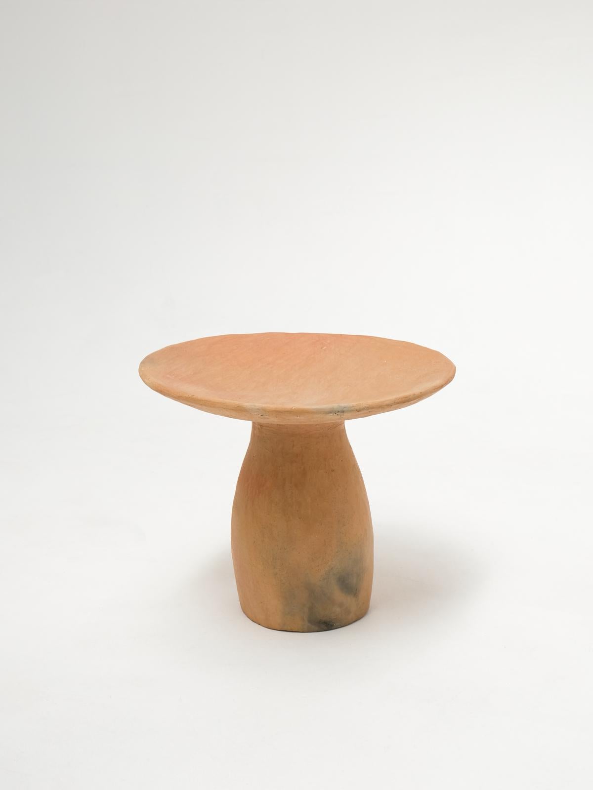 Terracotta contemporary Side Tables Made of local Clay, Handbuilt handfired For Sale 5