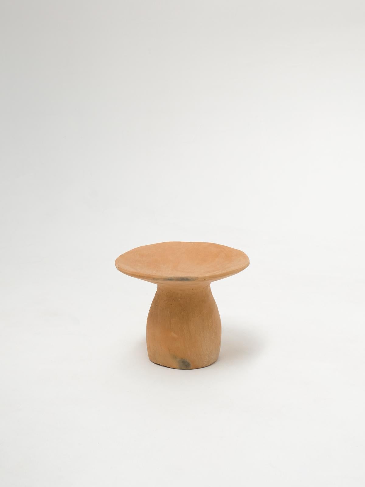 Terracotta contemporary Side Tables Made of local Clay, Handbuilt handfired For Sale 7