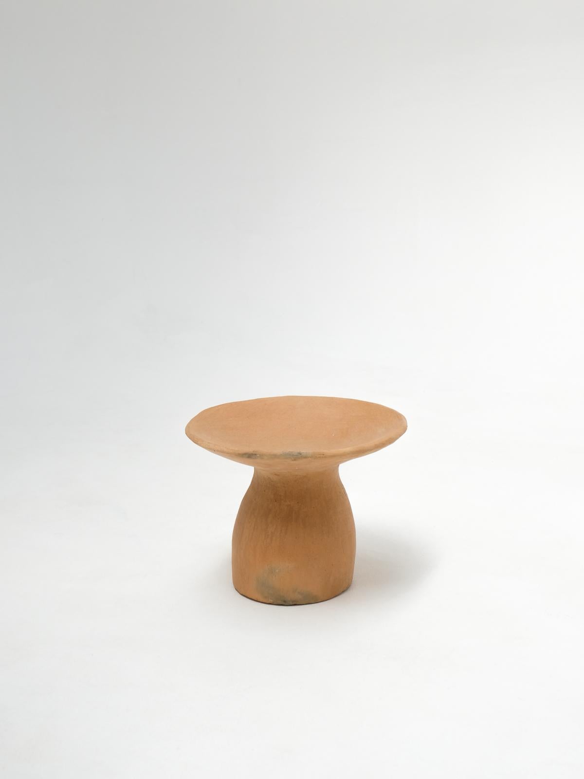 Terracotta contemporary Side Tables Made of local Clay, Handbuilt handfired For Sale 8