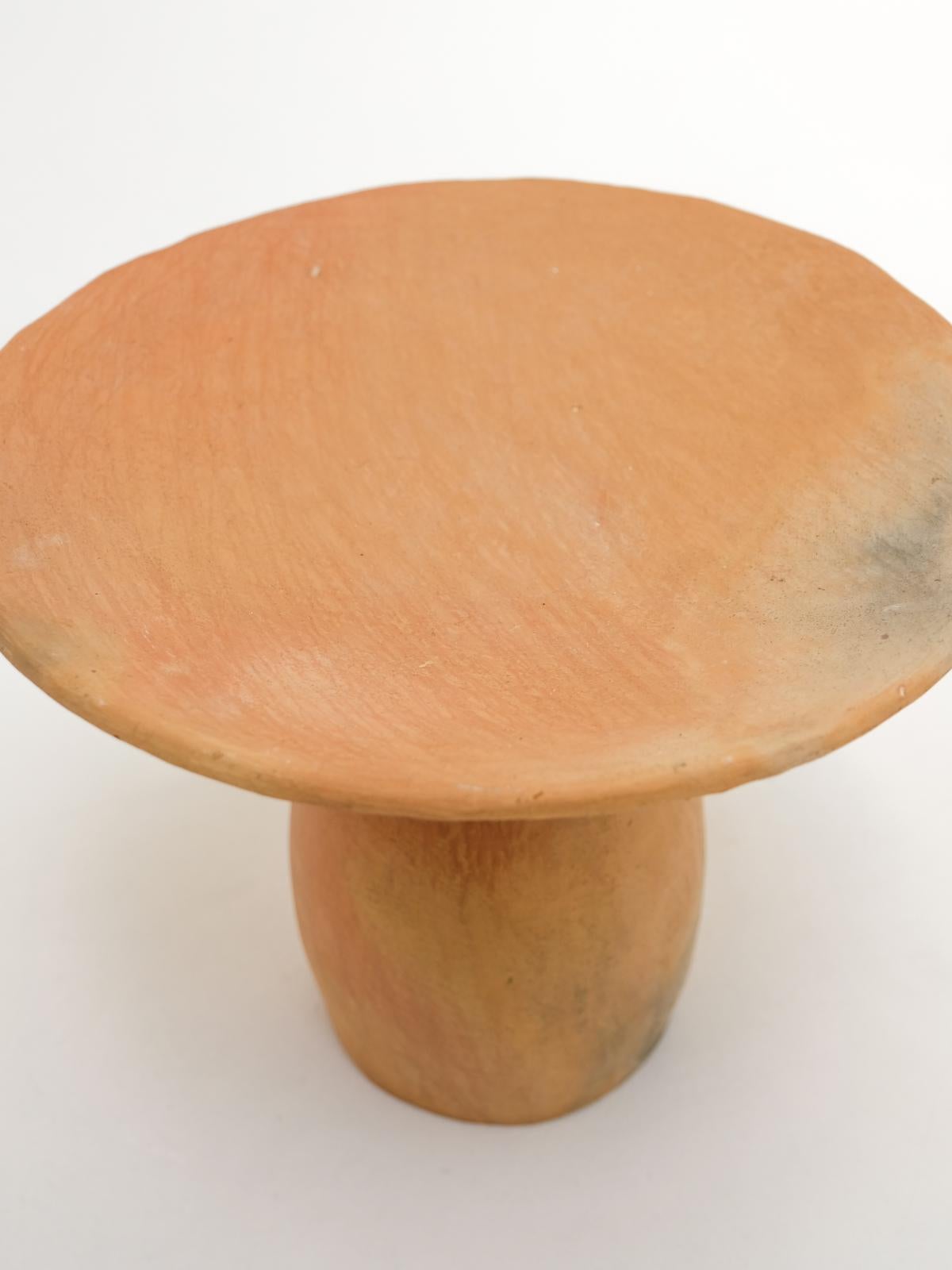 Terracotta contemporary Side Tables Made of local Clay, Handbuilt handfired For Sale 10