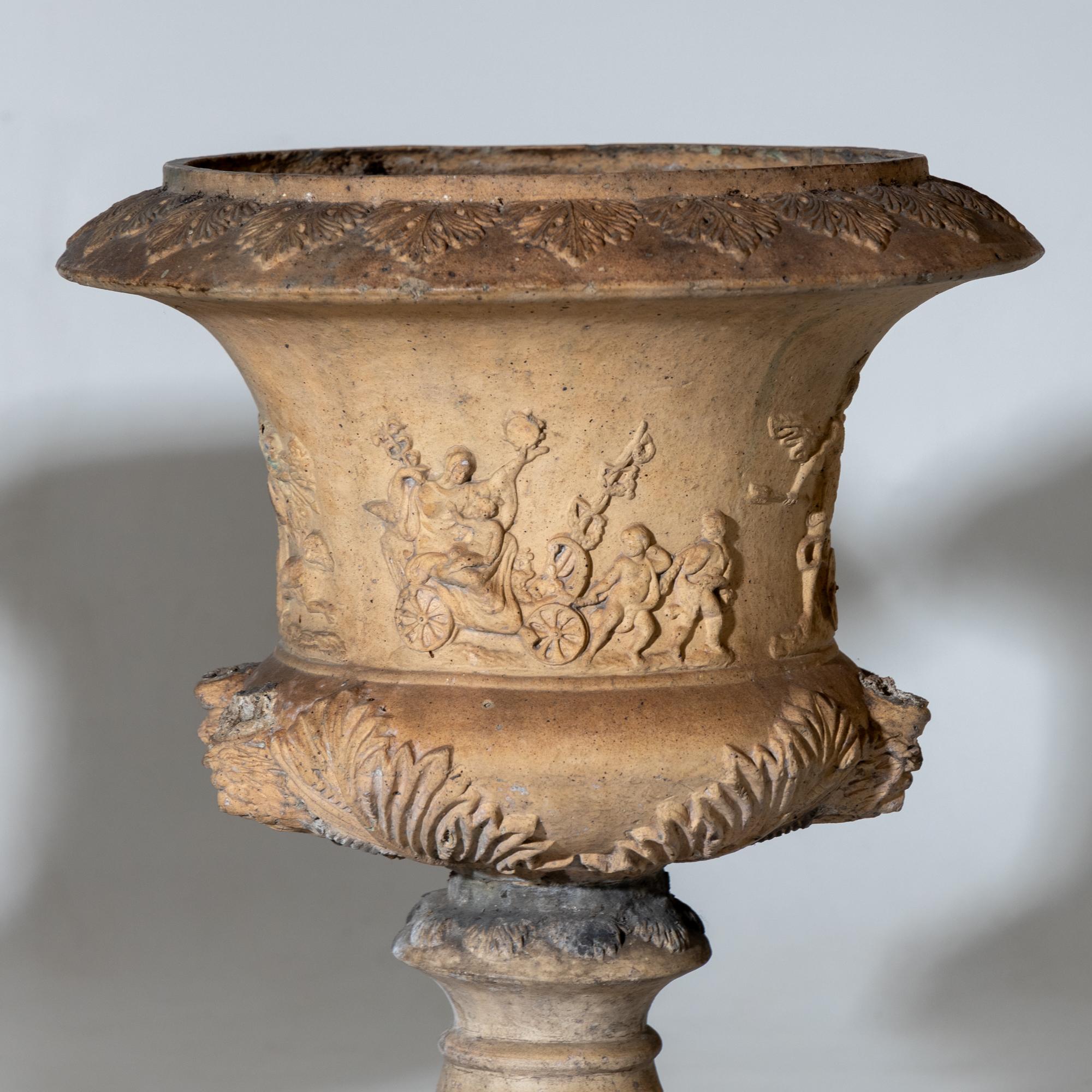 Italian Terracotta Crater Vases, Italy 2nd Half 19th Century For Sale