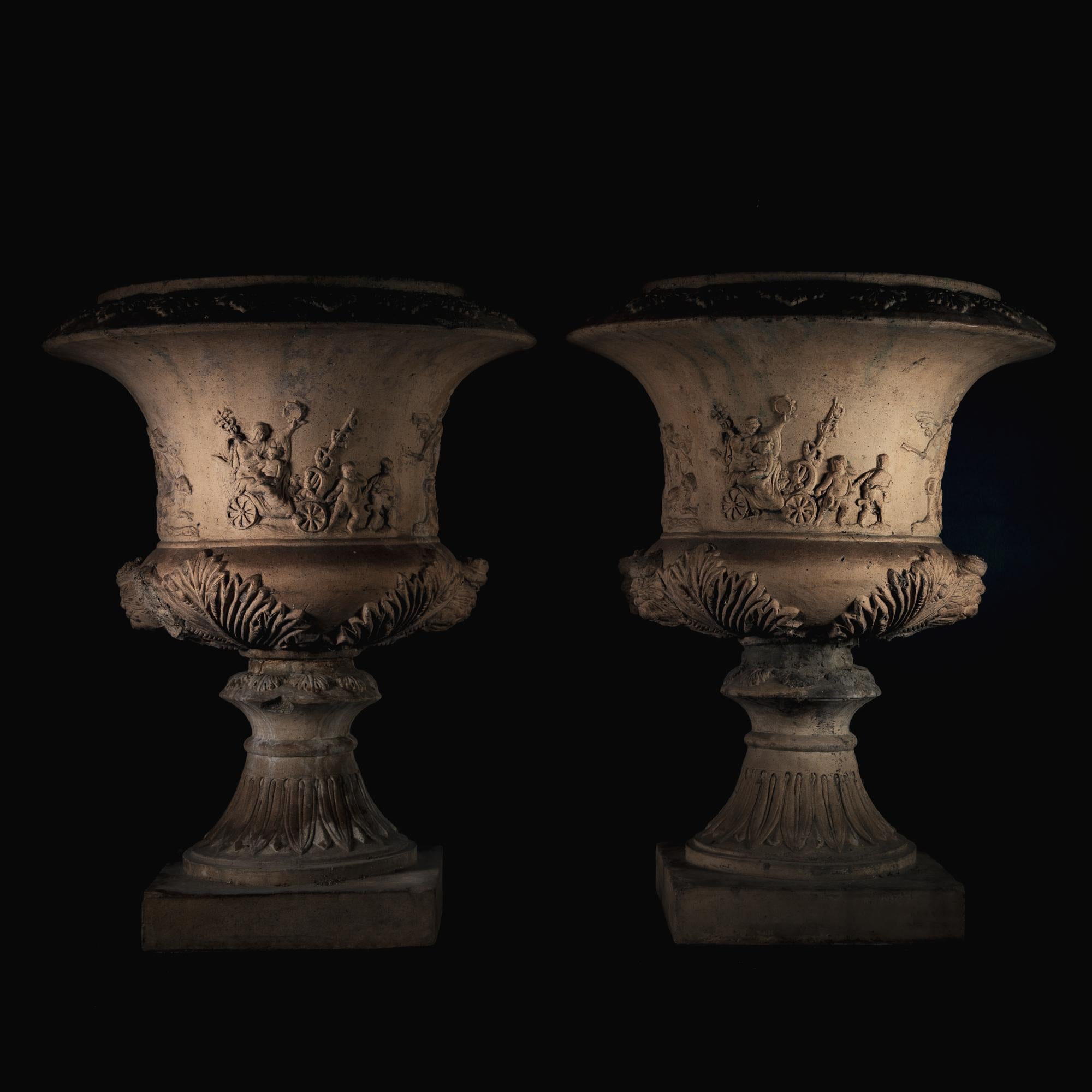 Terracotta Crater Vases, Italy 2nd Half 19th Century For Sale 5