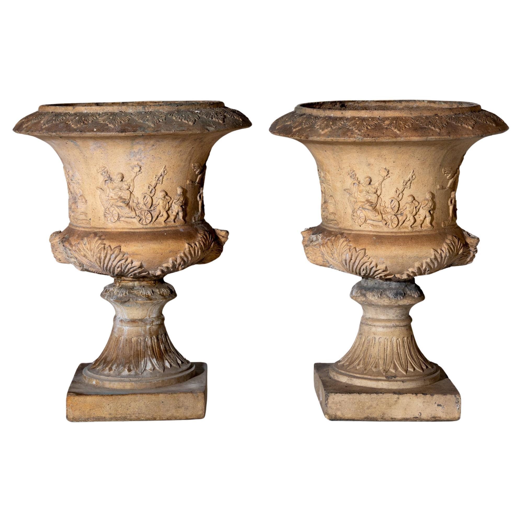 Vases craqueleurs en terre cuite, Italie 2e moitié du 19e siècle