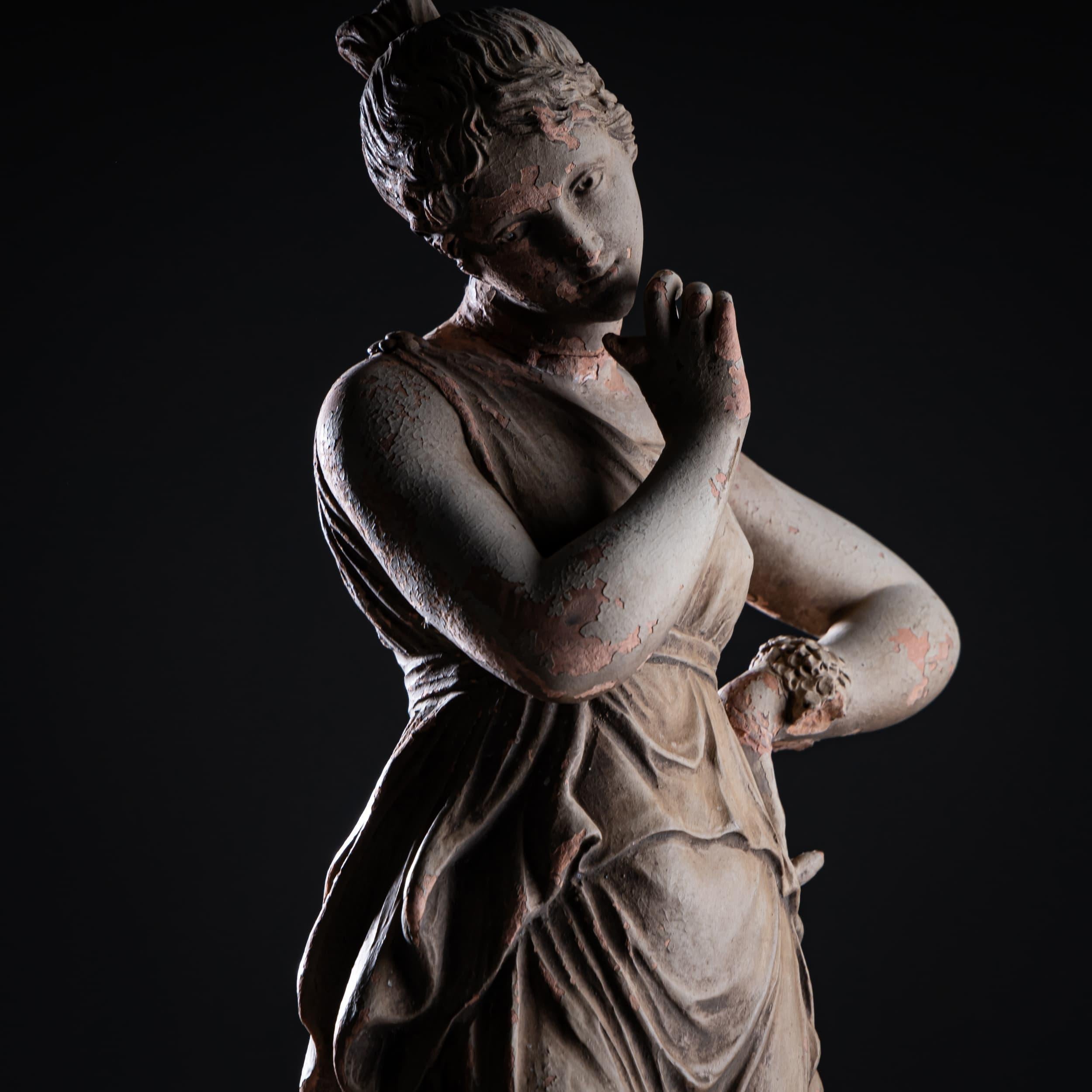 Danseuse en terre cuite, doigt sur le menton, d'après Antonio Canova, 19e siècle en vente 3