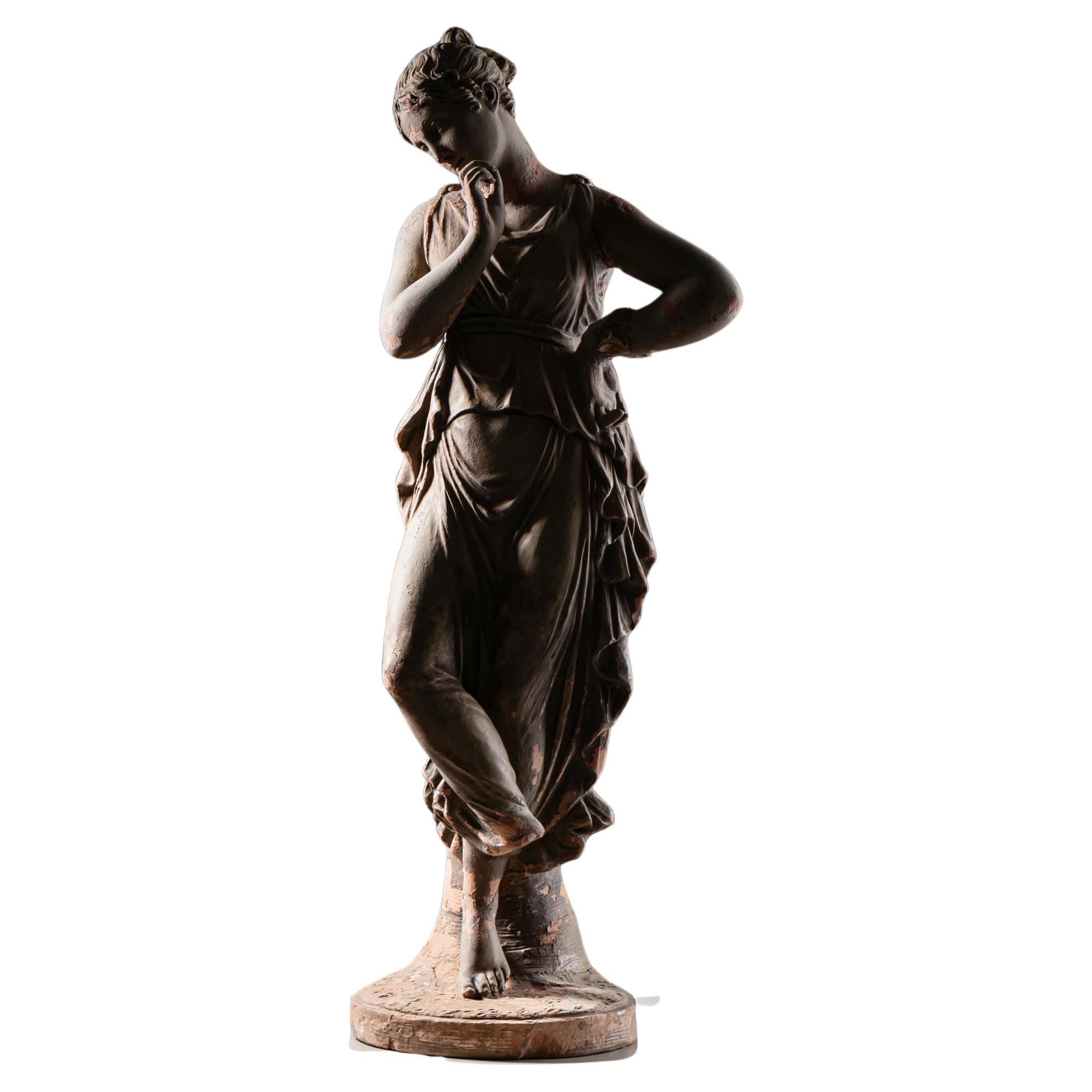 Danzatrice in terracotta con dito al mento dopo Antonio Canova, XIX secolo