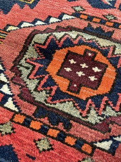 Terracotta Derbend Vintage Caucasian Rug • 4×7 • Vibrant Runner Rug• 1950s