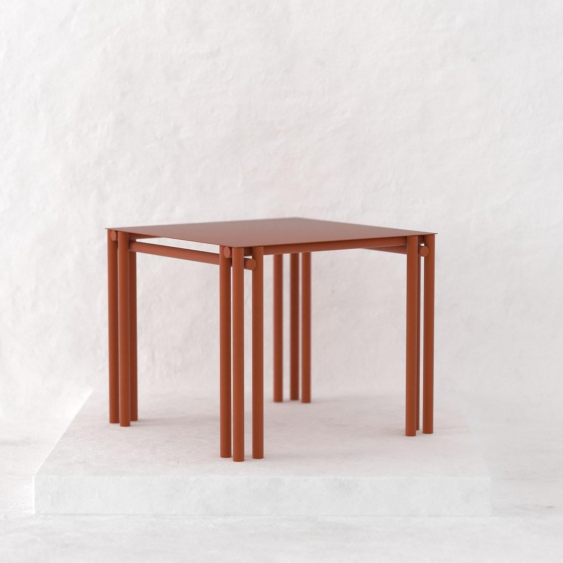 Mexican Terracotta Dolmen Square Dining Table For Sale