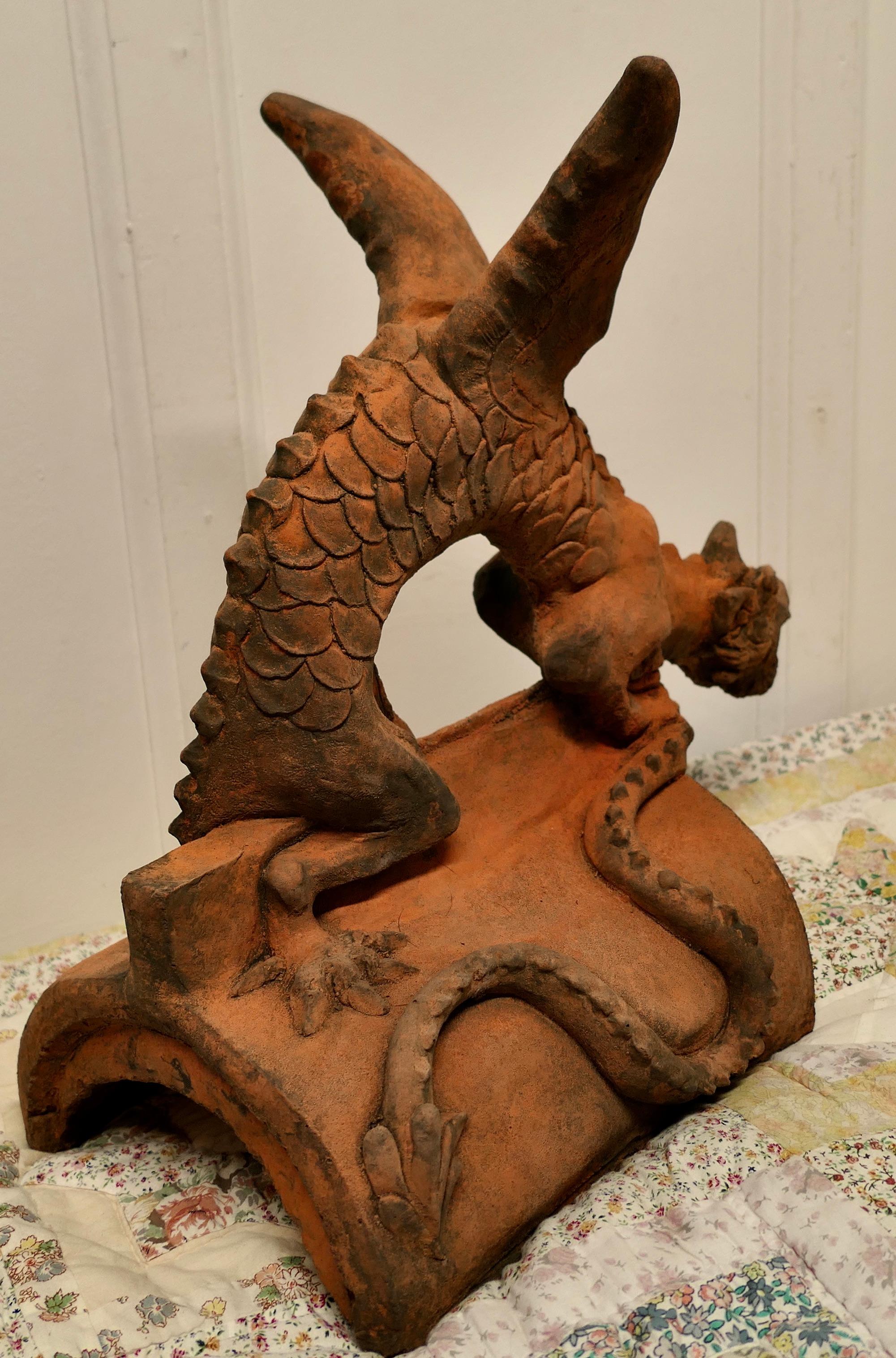 Gothic Revival Terracotta Dragon Roof Ridge Finial    For Sale