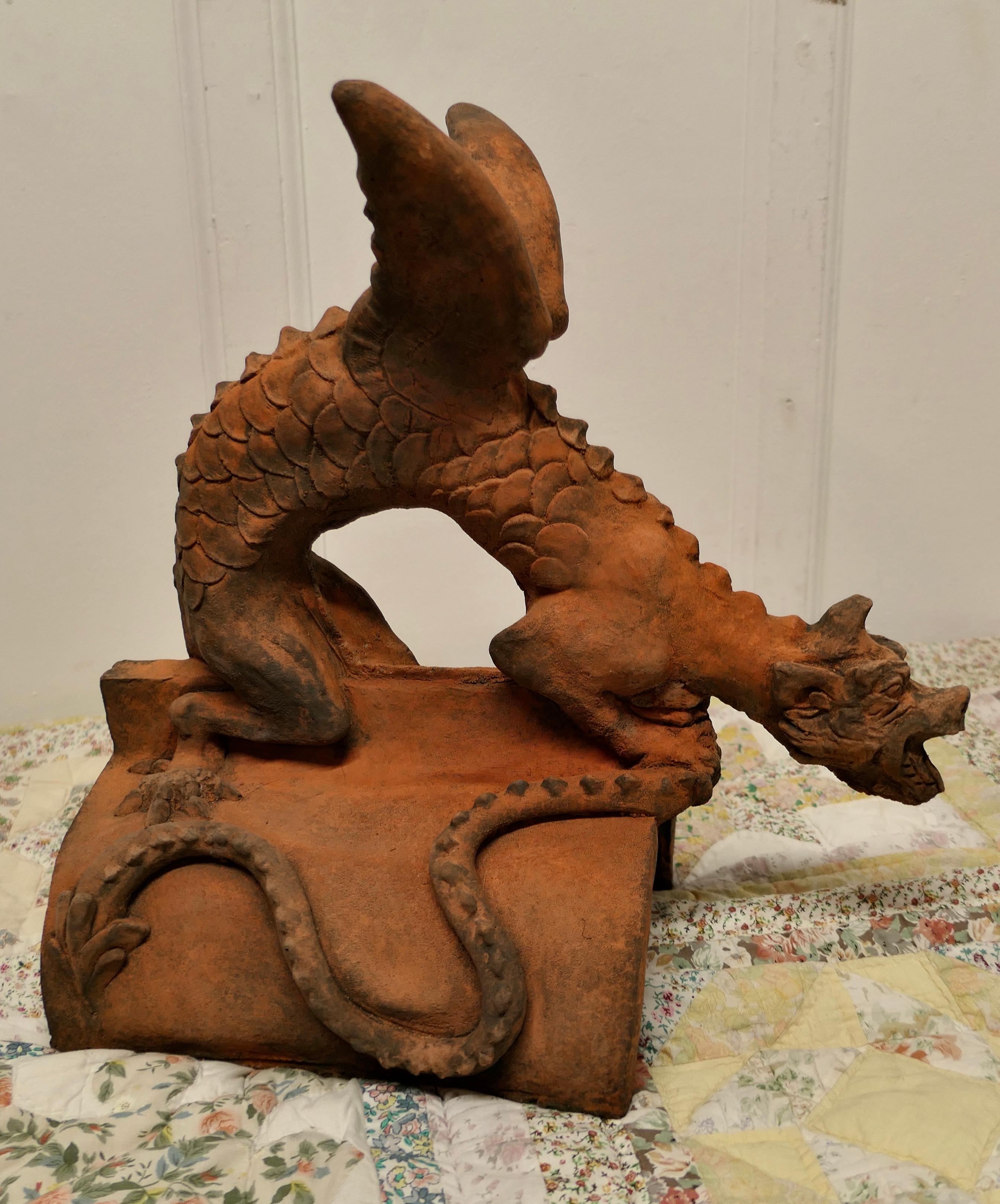 Contemporary Terracotta Dragon Roof Ridge Finial    For Sale