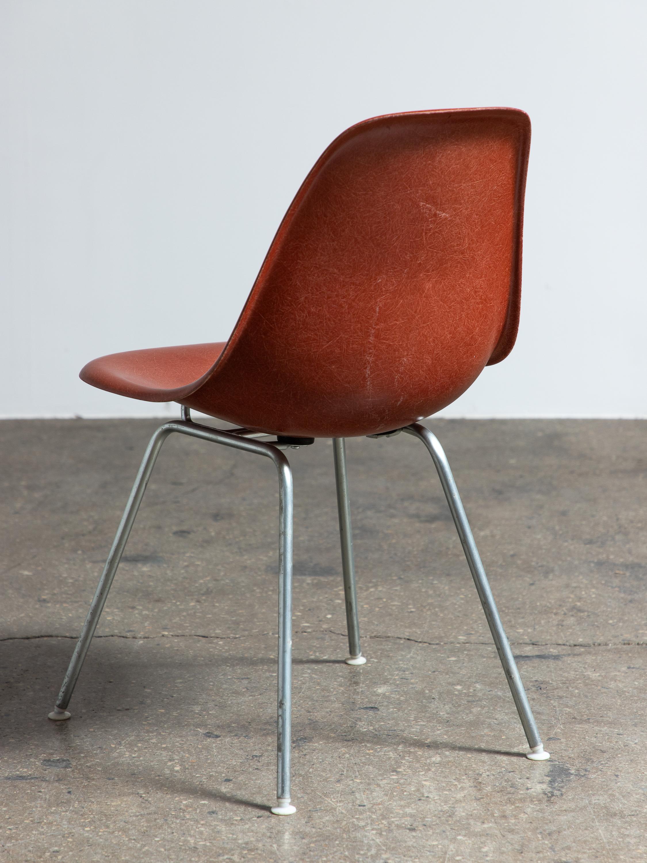 Molded Terracotta Eames for Herman Miller Vintage 1960s Fiberglass Shell Chairs For Sale
