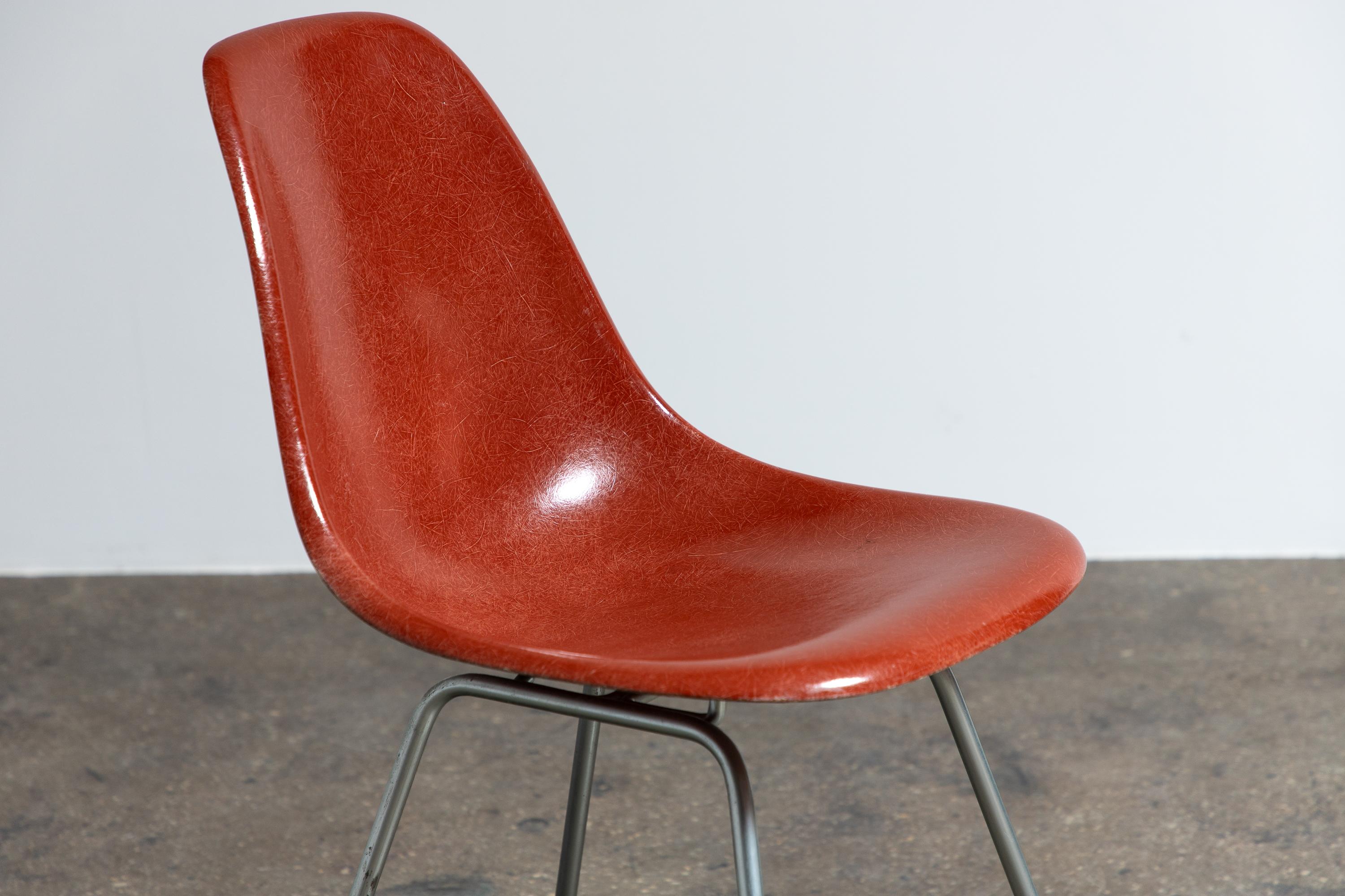 Mid-20th Century Terracotta Eames for Herman Miller Vintage 1960s Fiberglass Shell Chairs For Sale