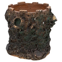 Terracotta English Faux Bois Planter, Early 20th Century