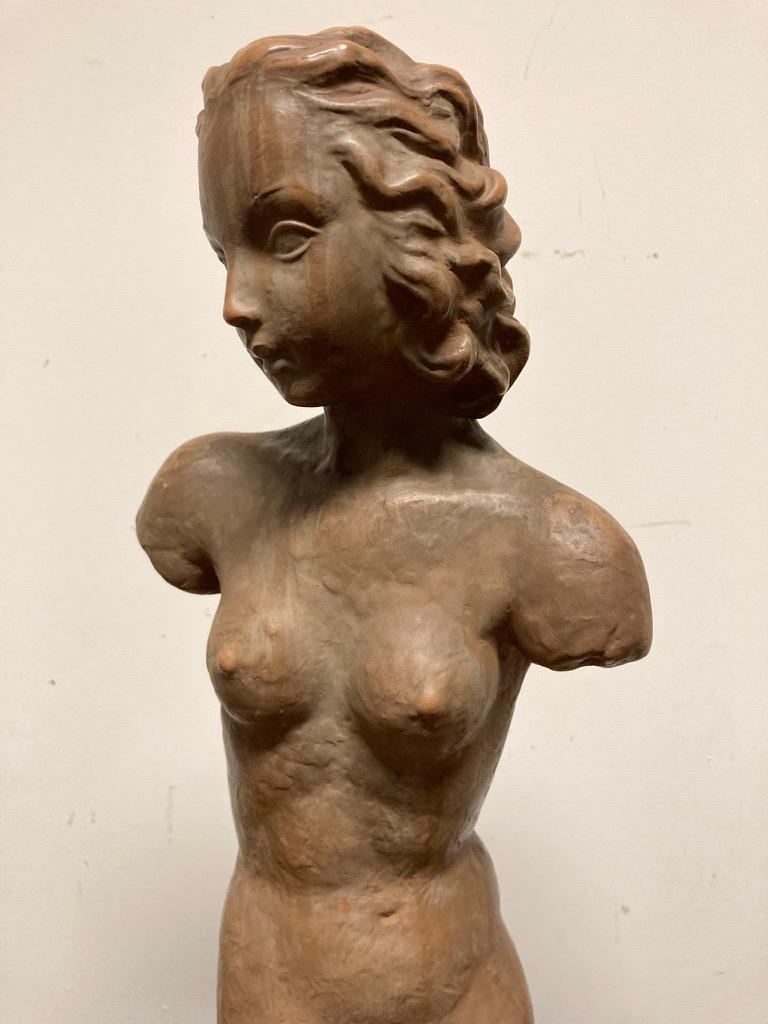 Terracotta Female Nude, Austrian Art Deco, Goldscheider, Vienna For Sale 3