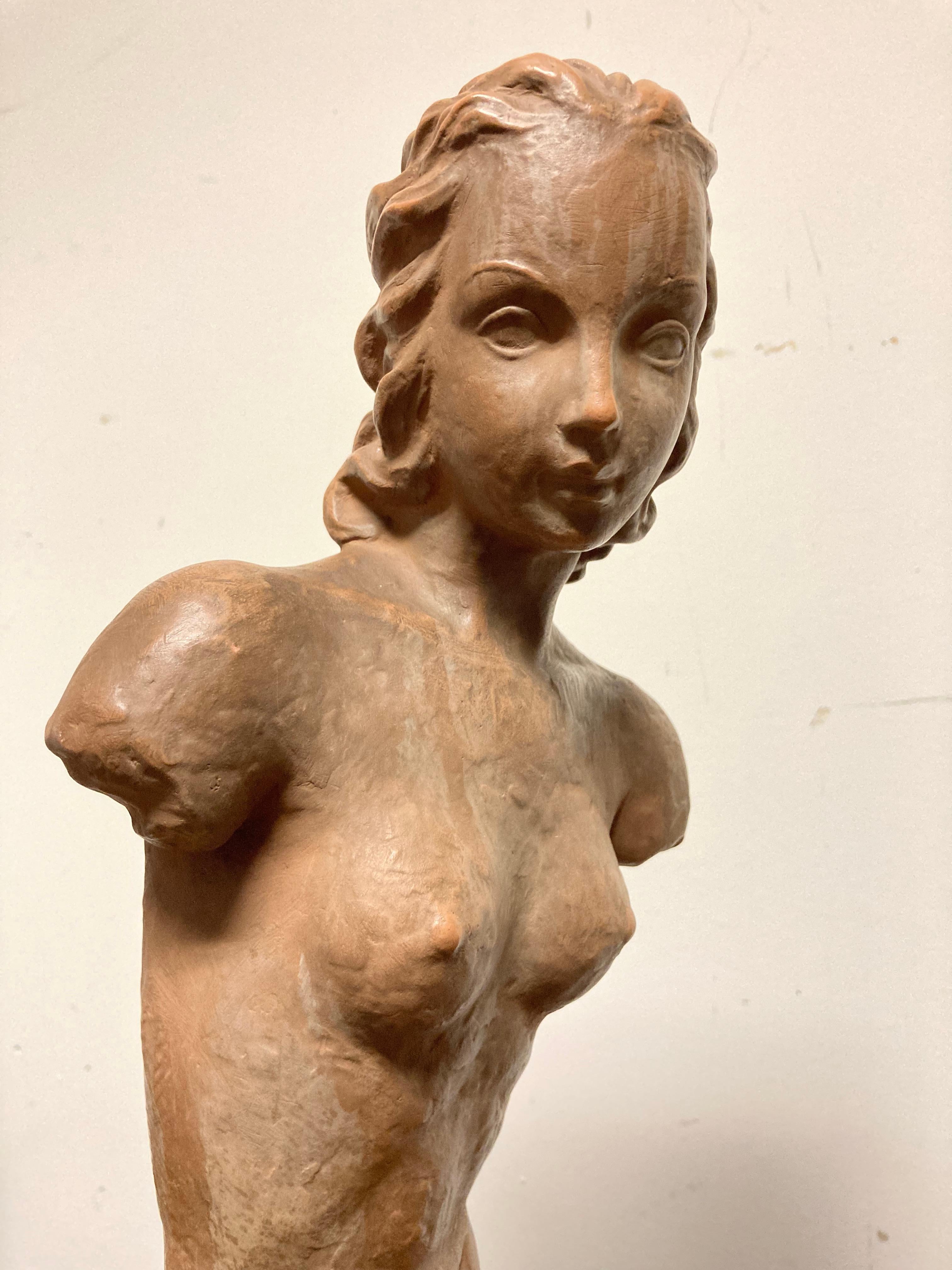 20th Century Terracotta Female Nude, Austrian Art Deco, Goldscheider, Vienna For Sale
