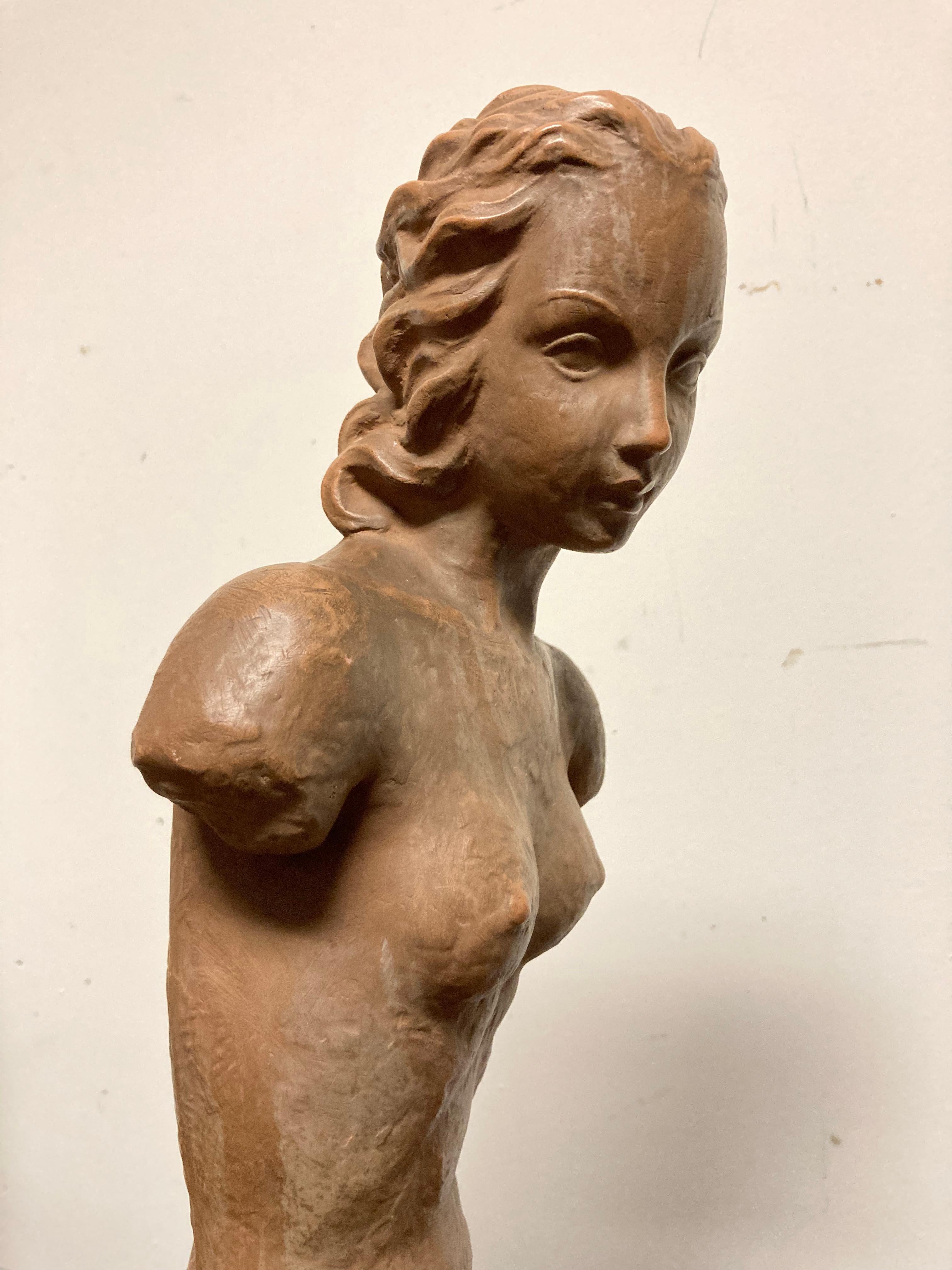 Terracotta Female Nude, Austrian Art Deco, Goldscheider, Vienna For Sale 2