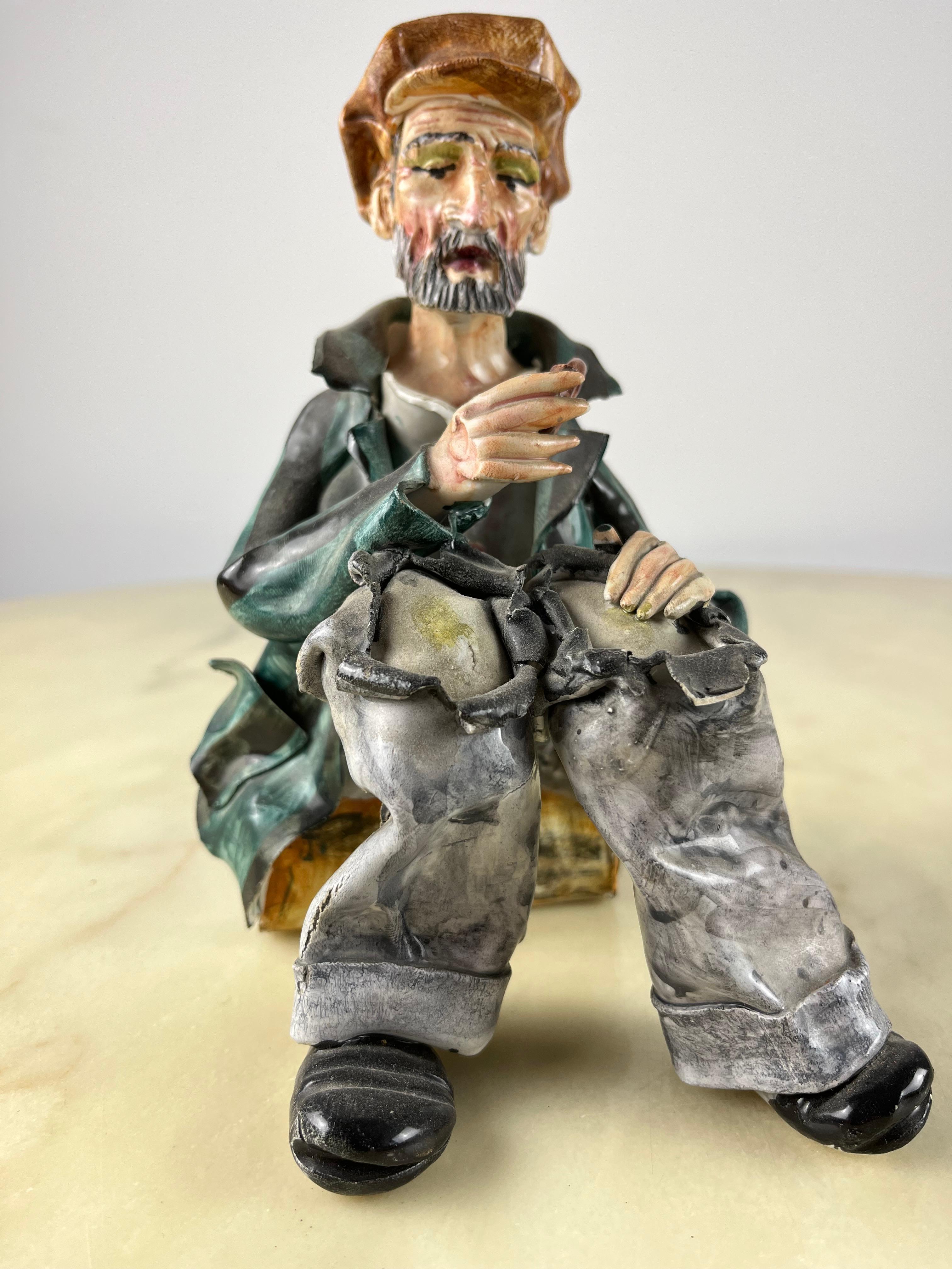 Terracotta Figurine, hand painted, Italy, 1975 In Good Condition For Sale In Palermo, IT