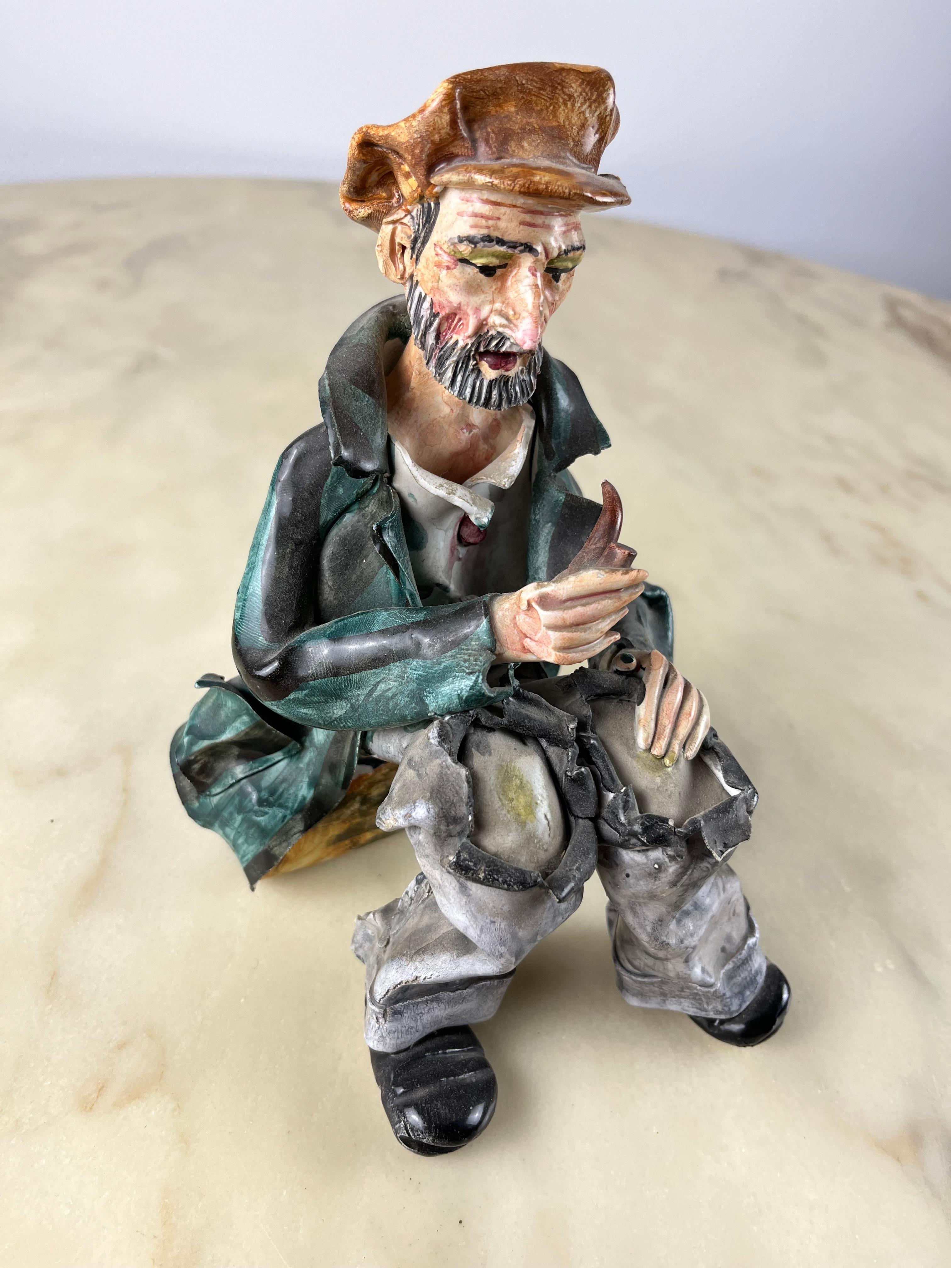 Fin du 20e siècle Figurine en terre cuite, peinte à la main, Italie, 1975 en vente
