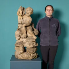 Terracotta Garden Fountain of a Boy and Dolphin