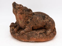 Terracotta Garden Ornament of Two Pigs with Apples, French Mid 20th C.