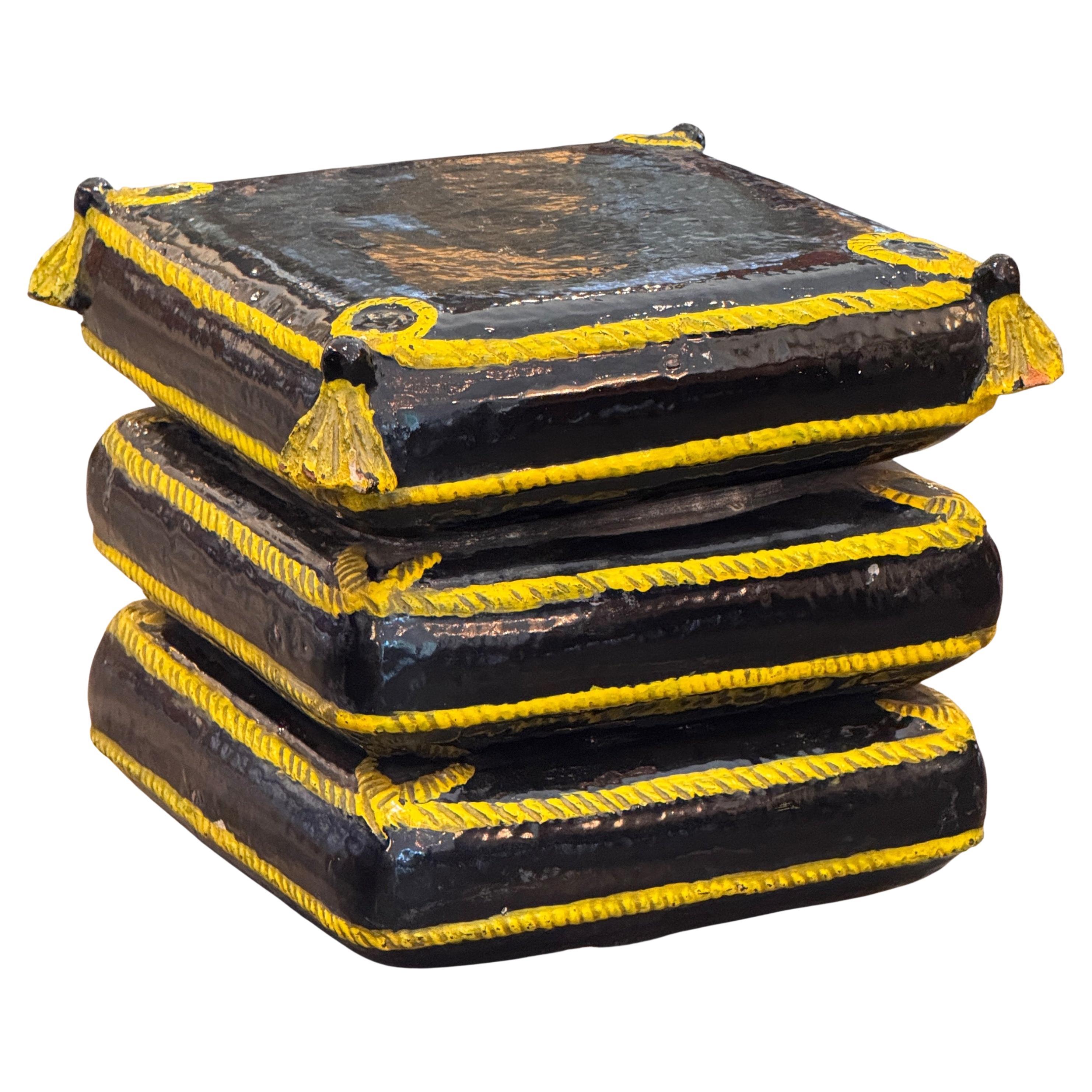 Terracotta Garden Seat in the Form of Stacked Cushions For Sale