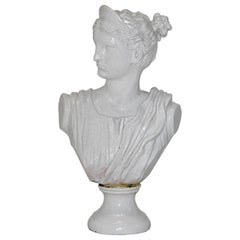 Terracotta Glazed Bust of Diana Goddess of Hunt