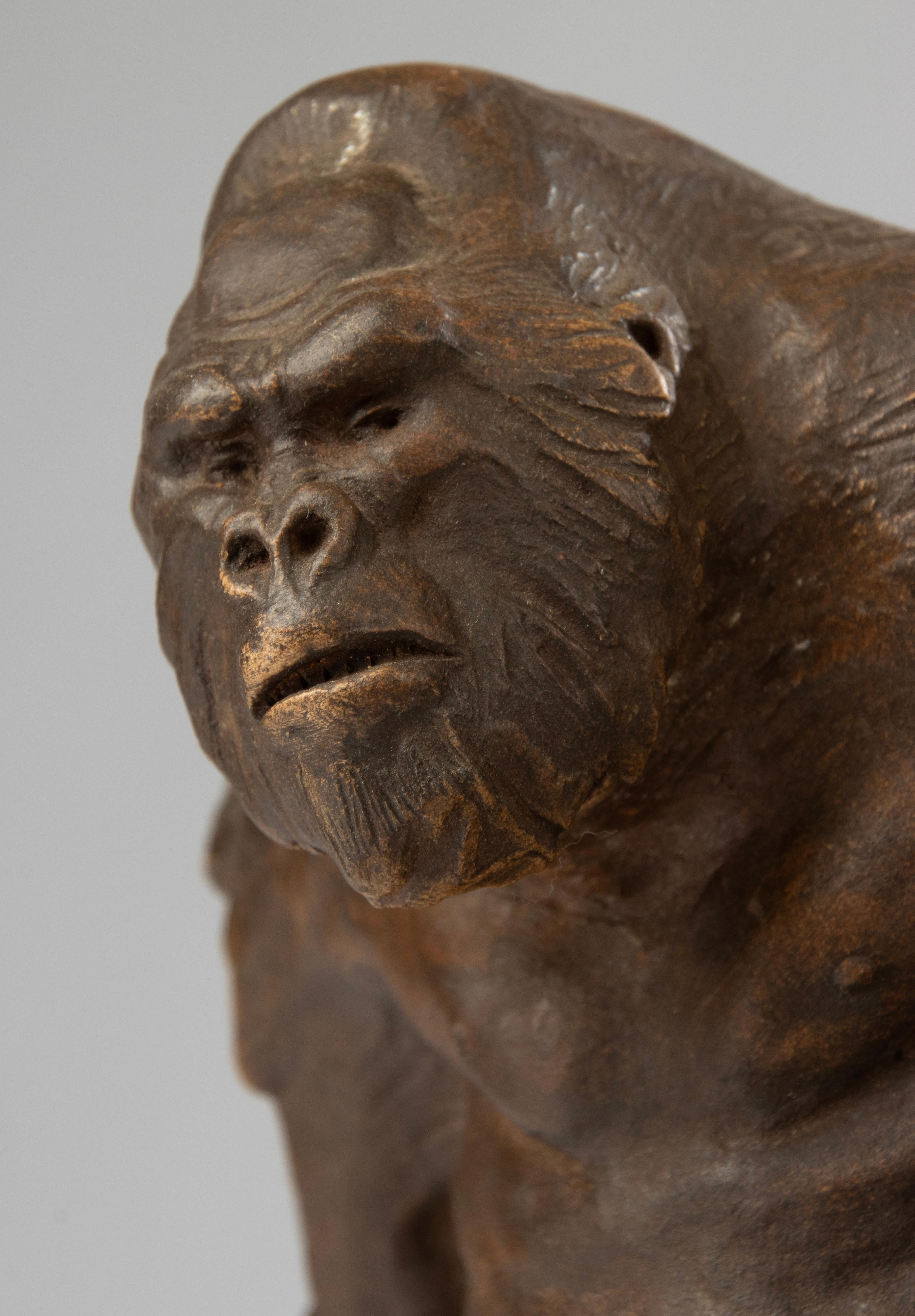Terracotta Gorilla Sculpture - made by the Belgian Artist CHEM M For Sale 5