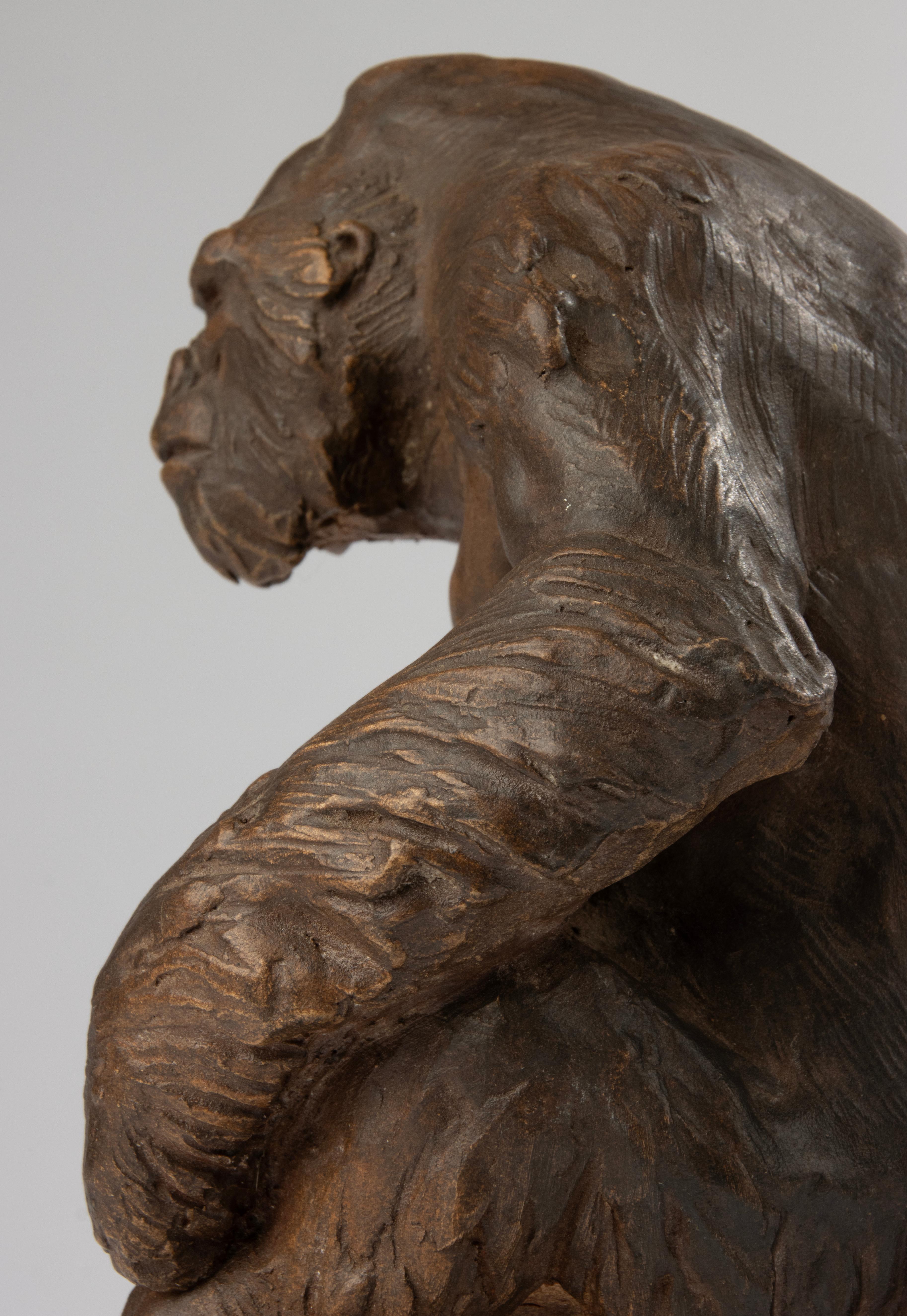 Terracotta Gorilla Sculpture - made by the Belgian Artist CHEM M For Sale 8