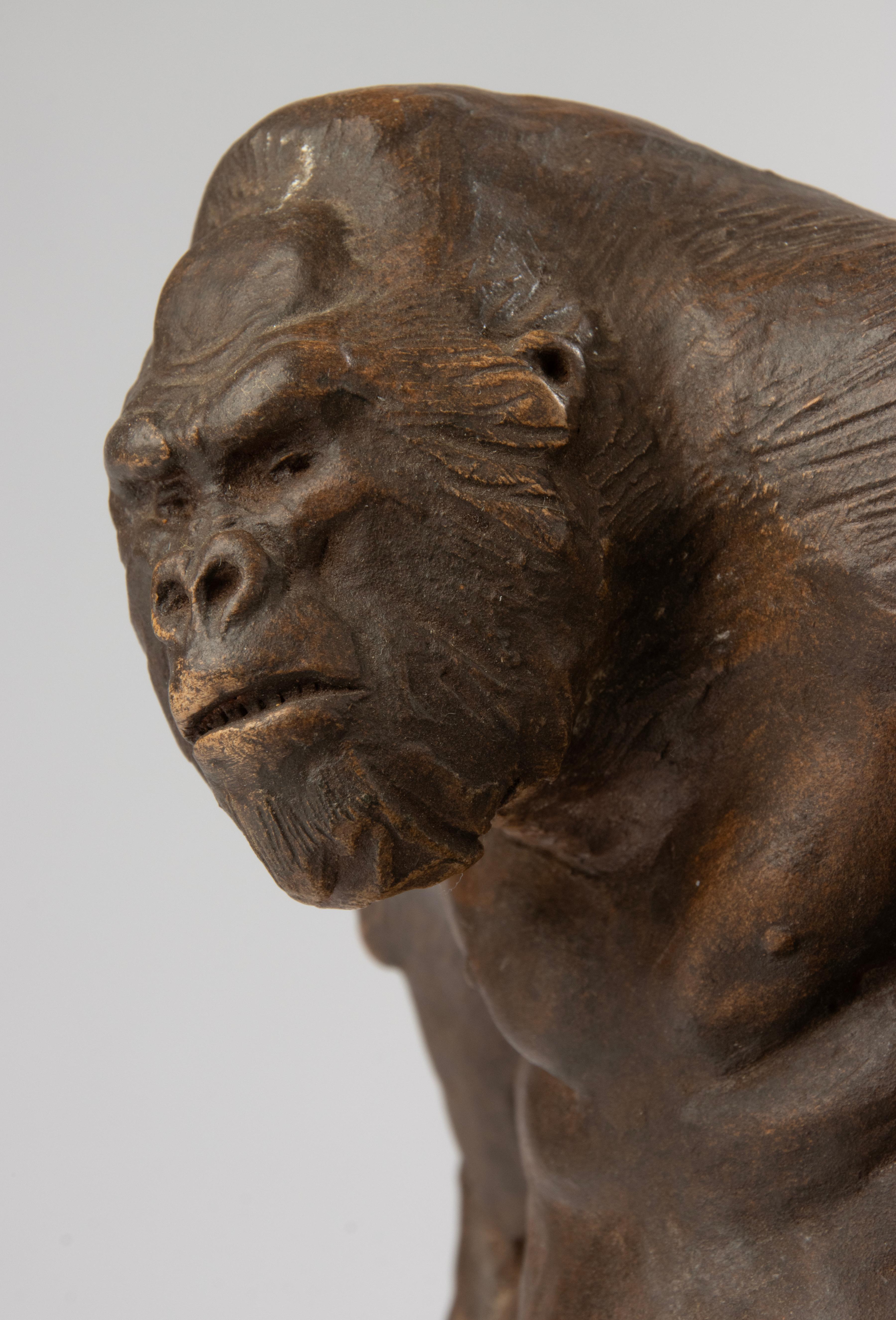 Terracotta Gorilla Sculpture - made by the Belgian Artist CHEM M In Good Condition For Sale In Casteren, Noord-Brabant